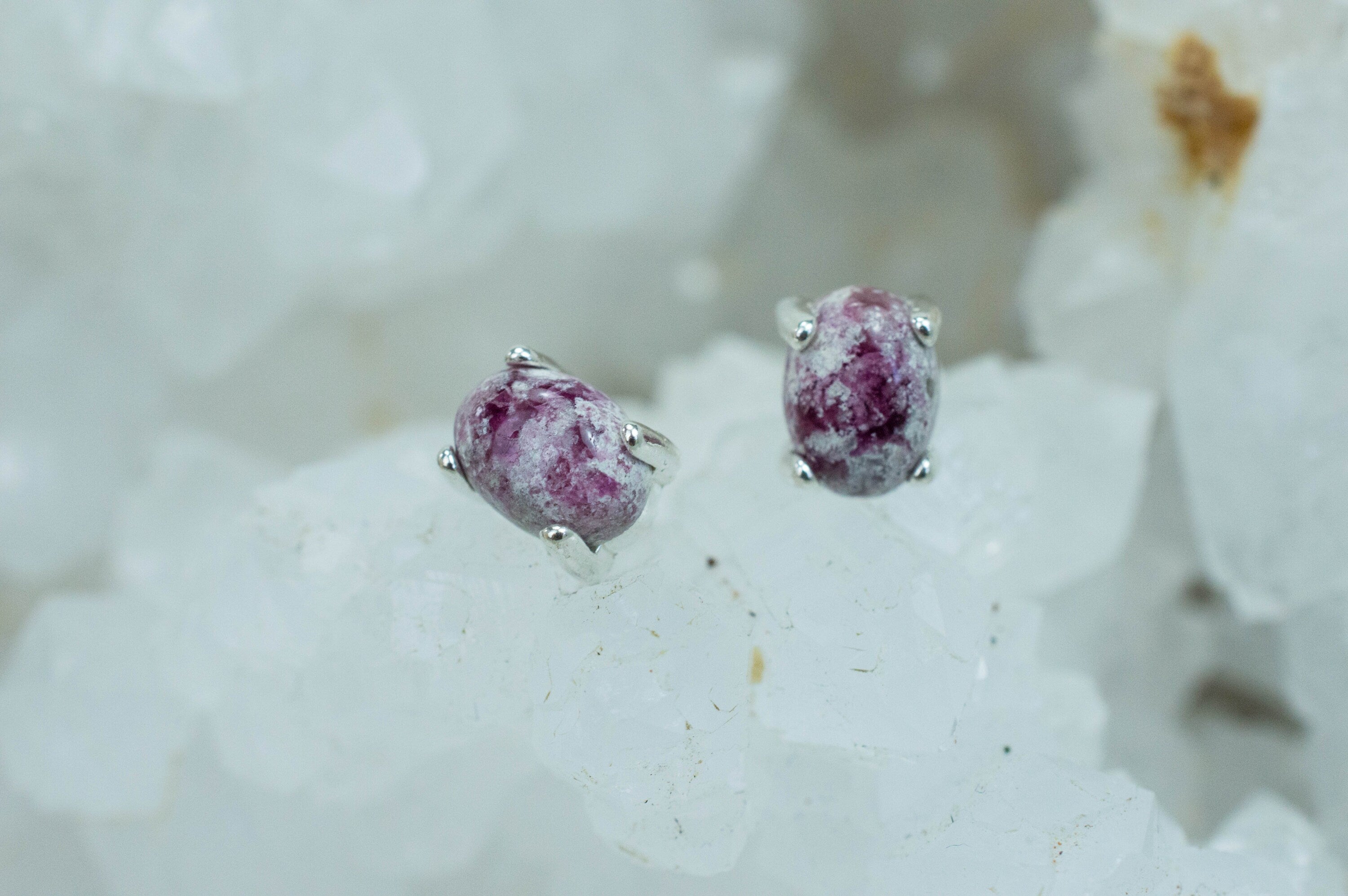 Bixbite Earrings; Natural and Untreated USA Bixbite in Matrix; 1.570cts - Mark Oliver Gems