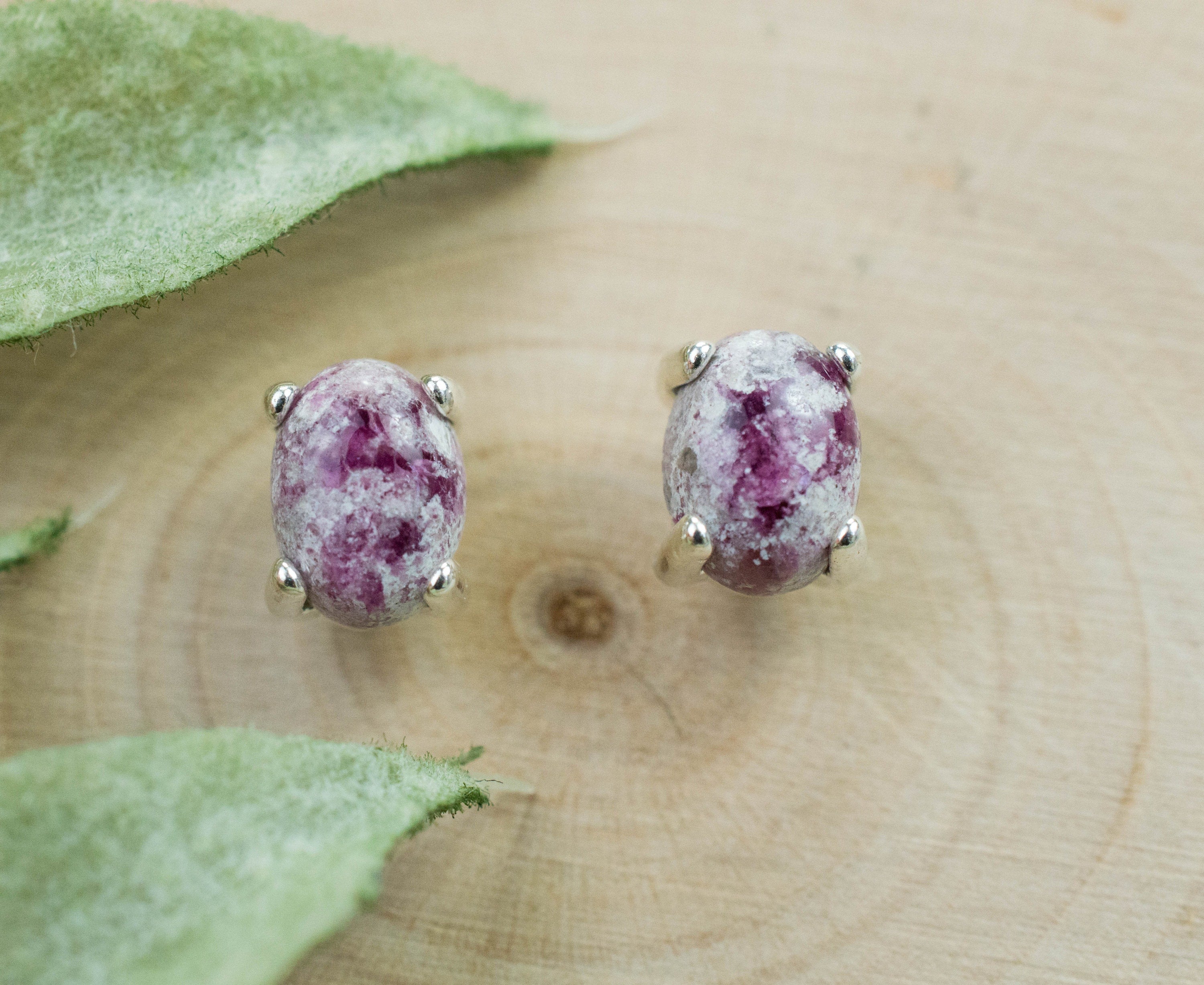 Bixbite Earrings; Natural and Untreated USA Bixbite in Matrix; 1.570cts