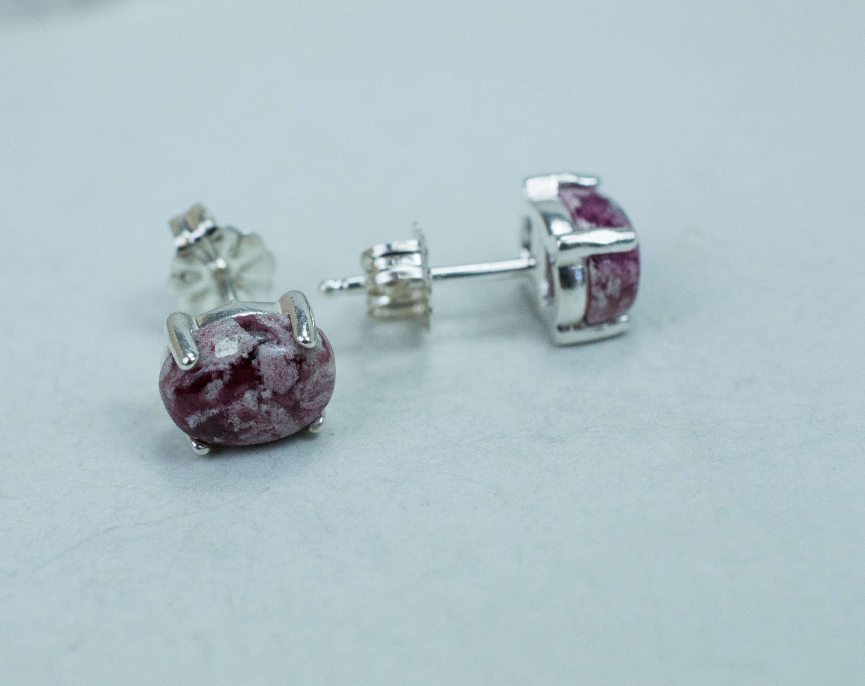 Bixbite Earrings; Natural and Untreated USA Bixbite in Matrix; 2.635cts - Mark Oliver Gems