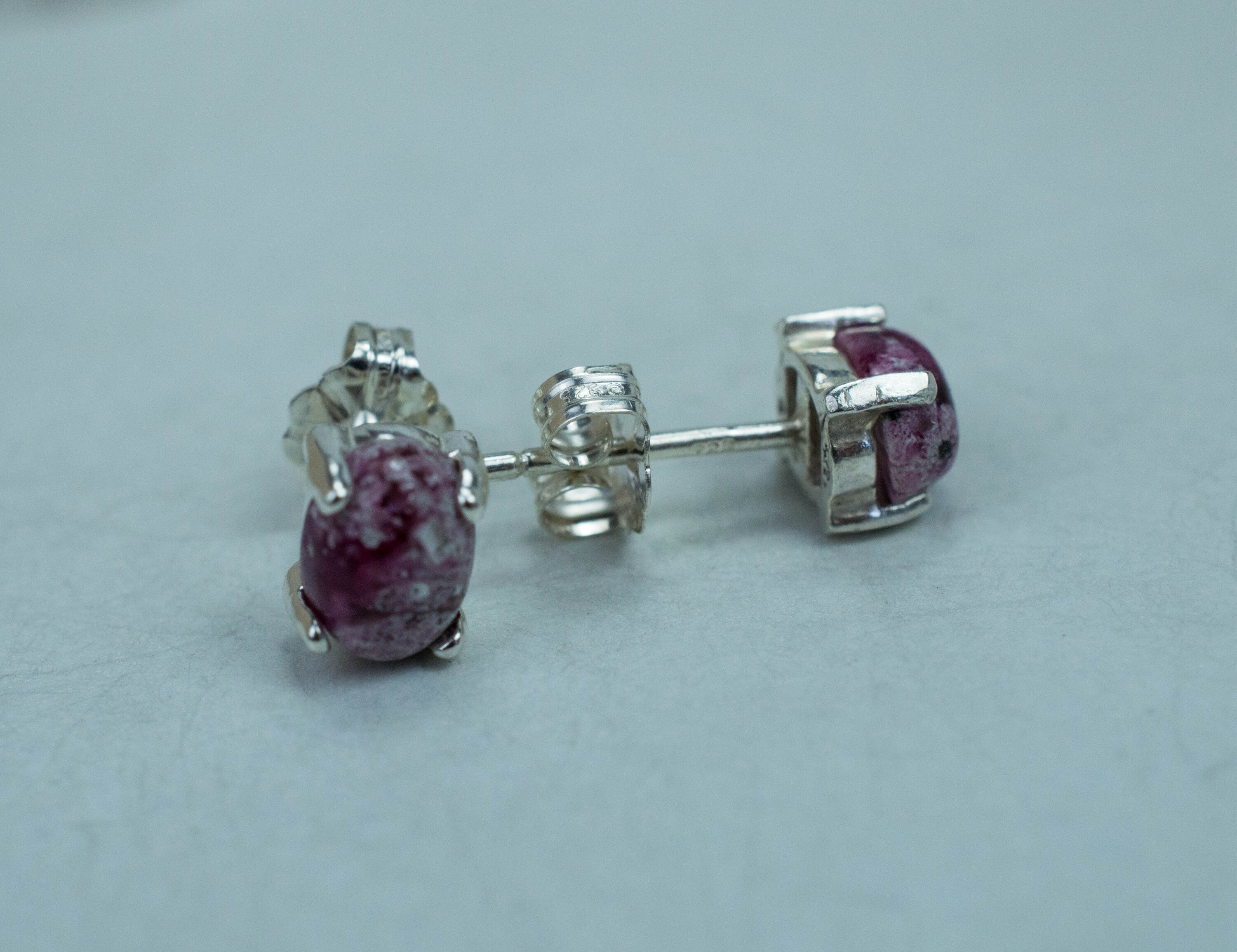 Bixbite Earrings; Natural and Untreated USA Bixbite in Matrix; 1.705cts - Mark Oliver Gems