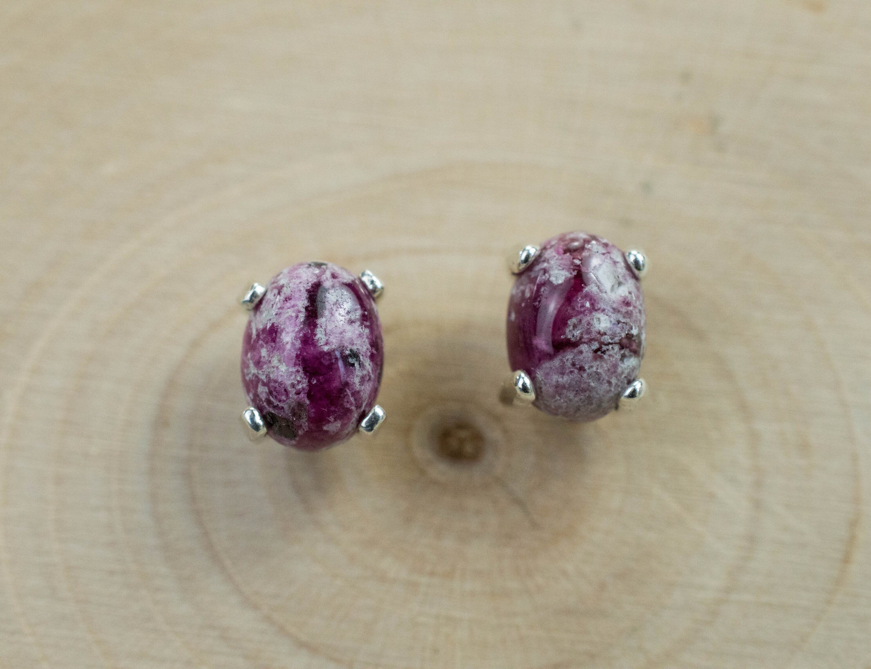 Bixbite Earrings; Natural and Untreated USA Bixbite in Matrix; 1.705cts - Mark Oliver Gems