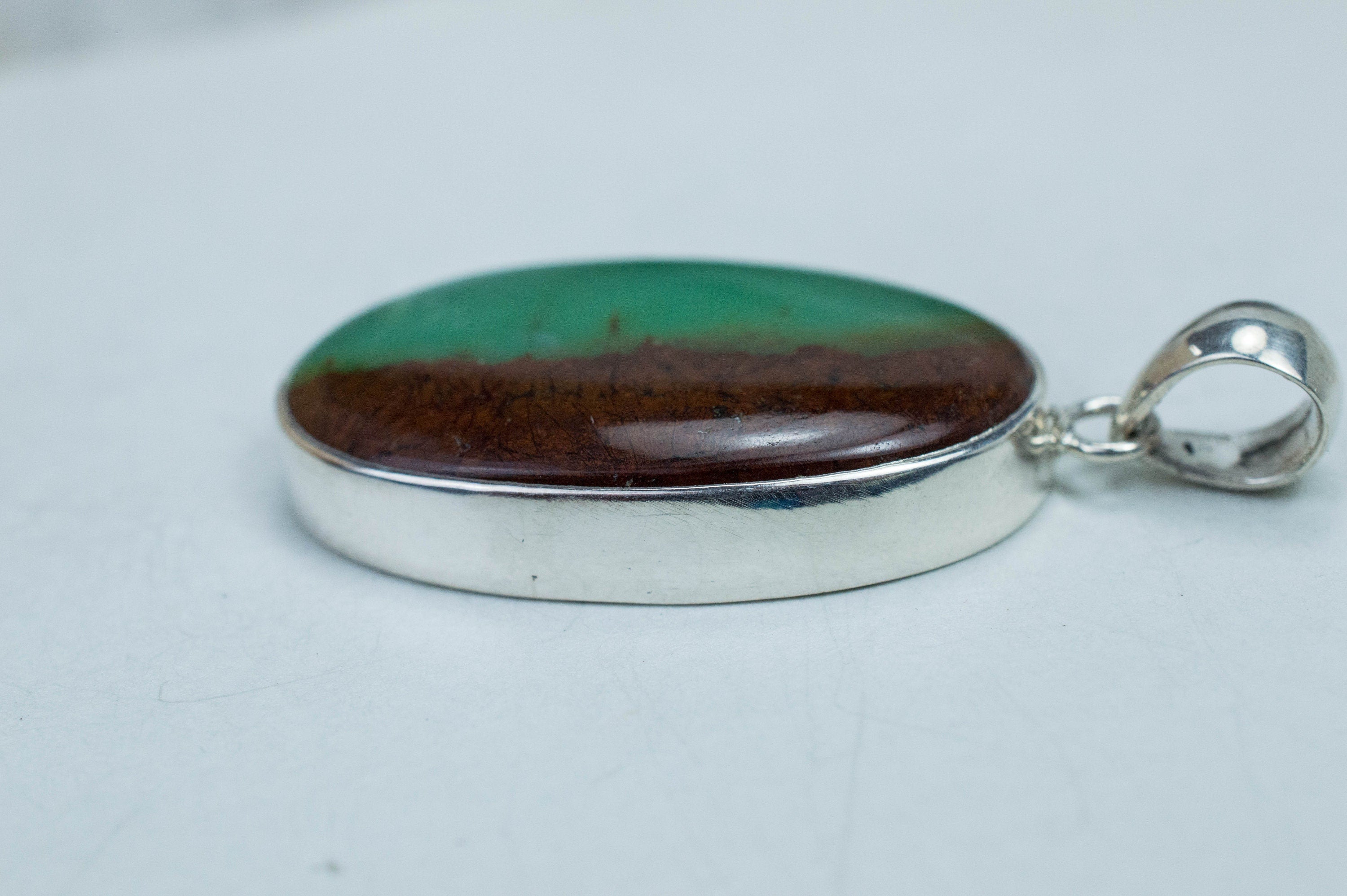 Chrysoprase Pendant; Genuine Untreated Australia Chrysoprase with Goethite - Mark Oliver Gems