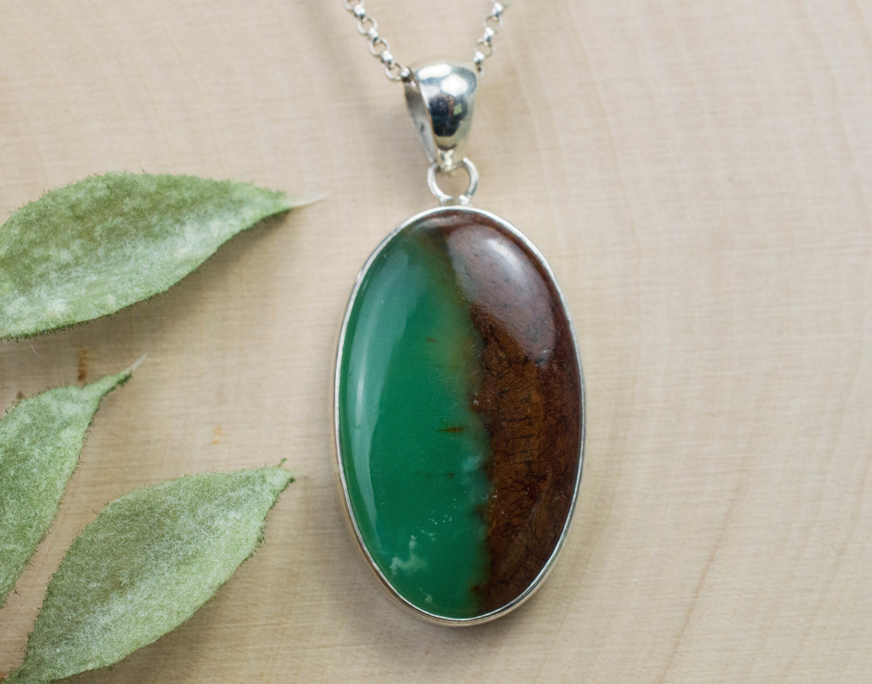 Chrysoprase Pendant; Genuine Untreated Australia Chrysoprase with Goethite - Mark Oliver Gems