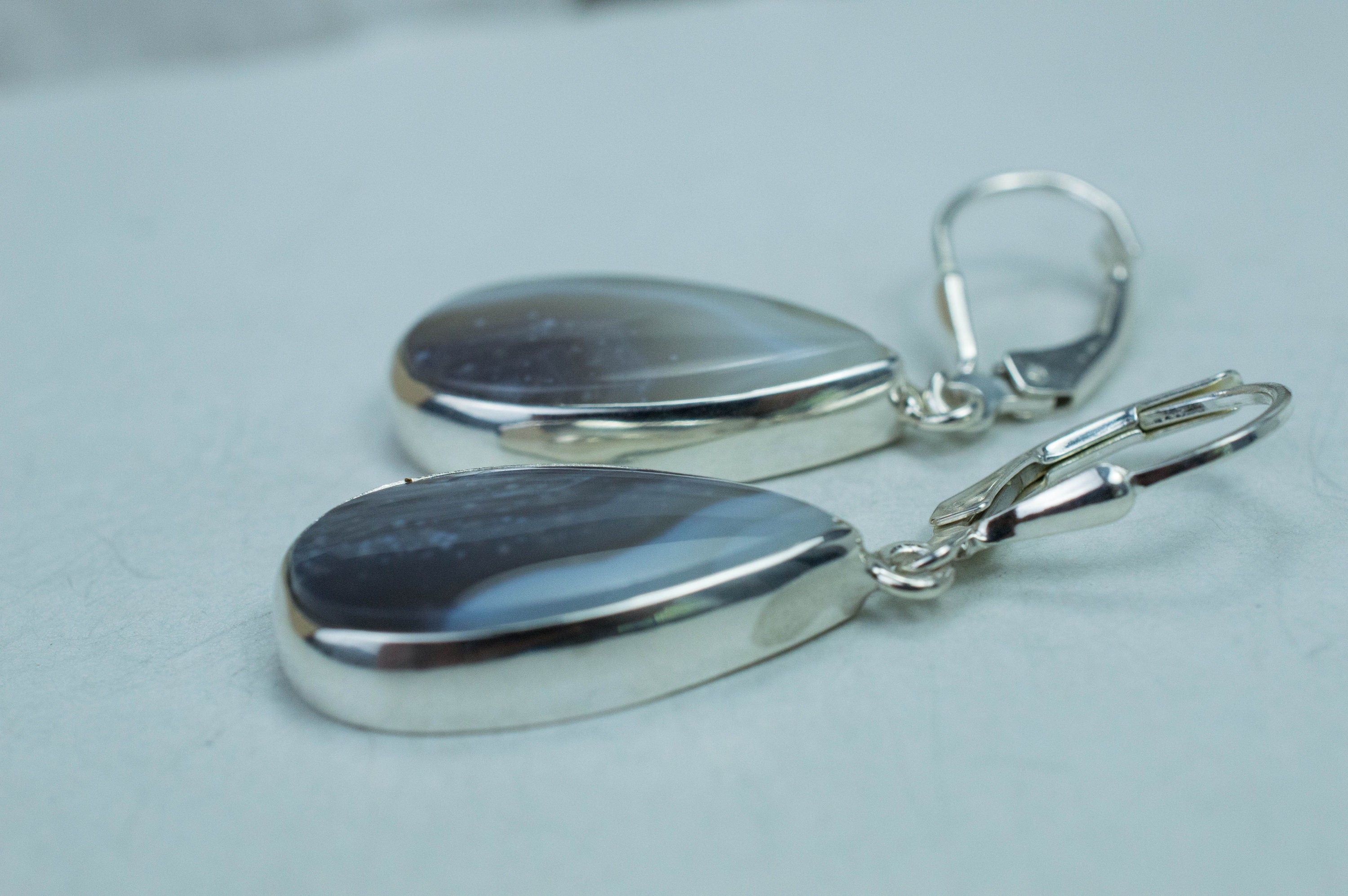 Banded Agate Earrings; Natural Untreated Brazil Agate - Mark Oliver Gems