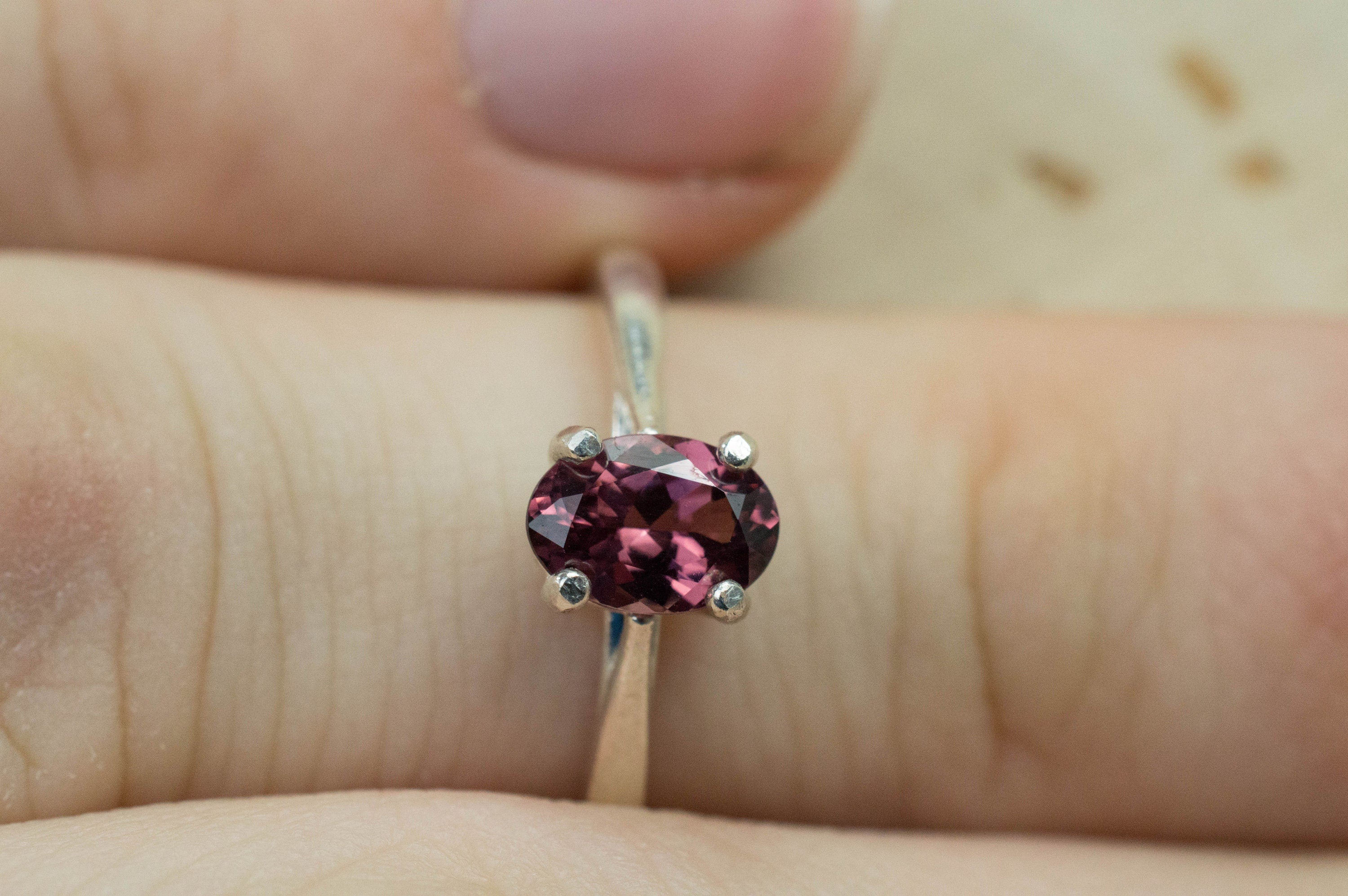 Cranberry Garnet Ring; Genuine Untreated Tanzania Garnet; 0.840cts - Mark Oliver Gems