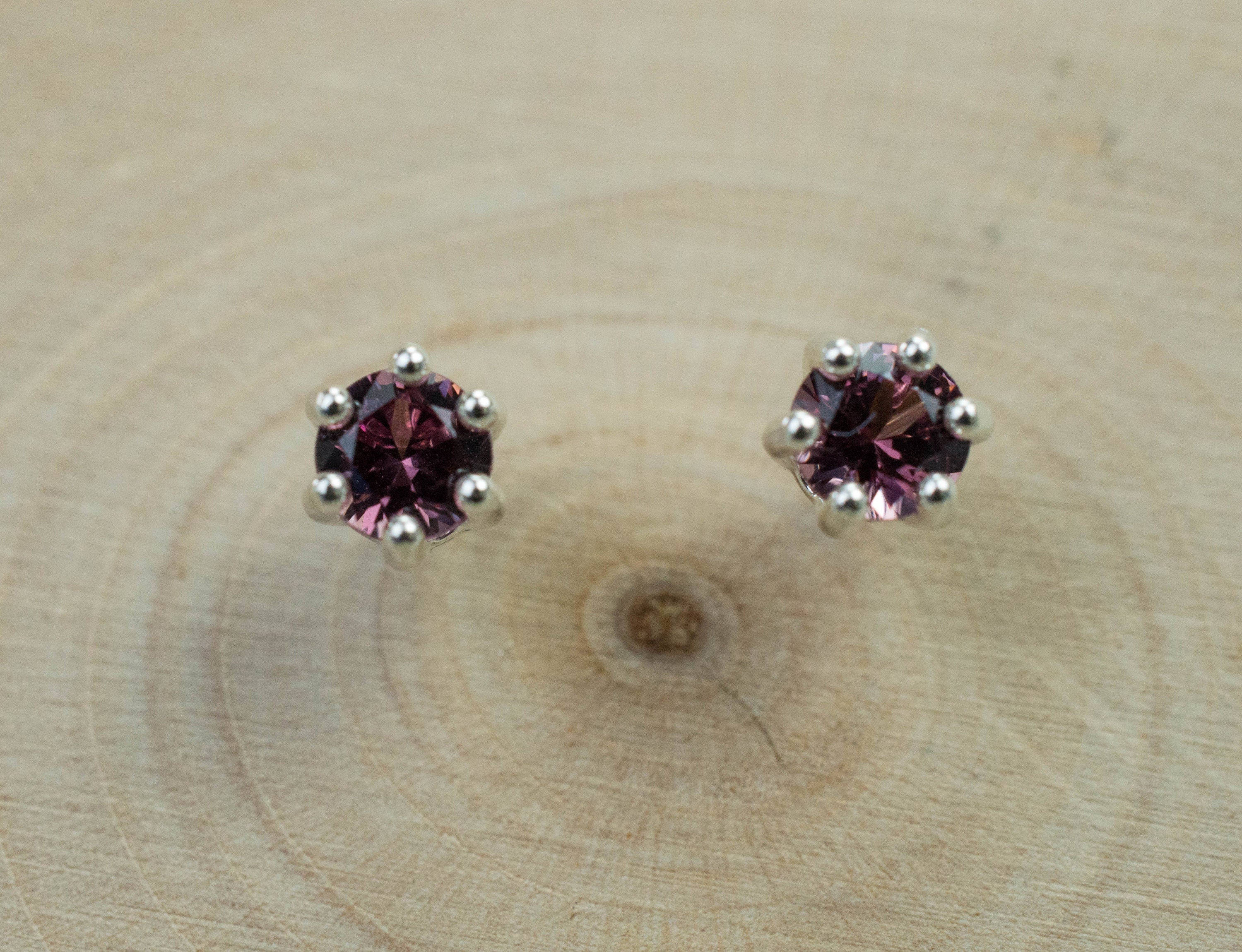 Cranberry Garnet Earrings, Natural Untreated Tanzanian Garnet; 0.550cts - Mark Oliver Gems