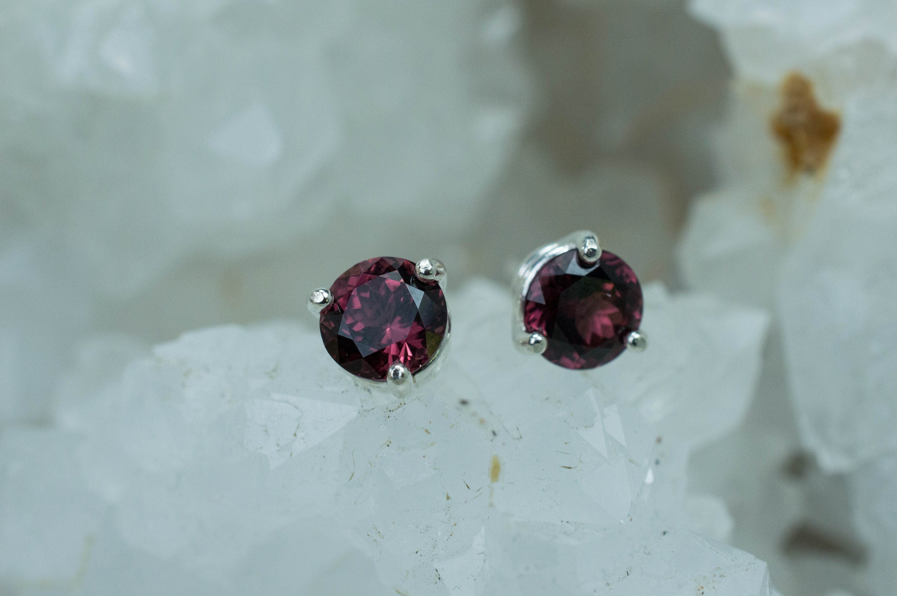 Cranberry Garnet Earrings, Natural Untreated Tanzanian Garnet; 2.125cts - Mark Oliver Gems