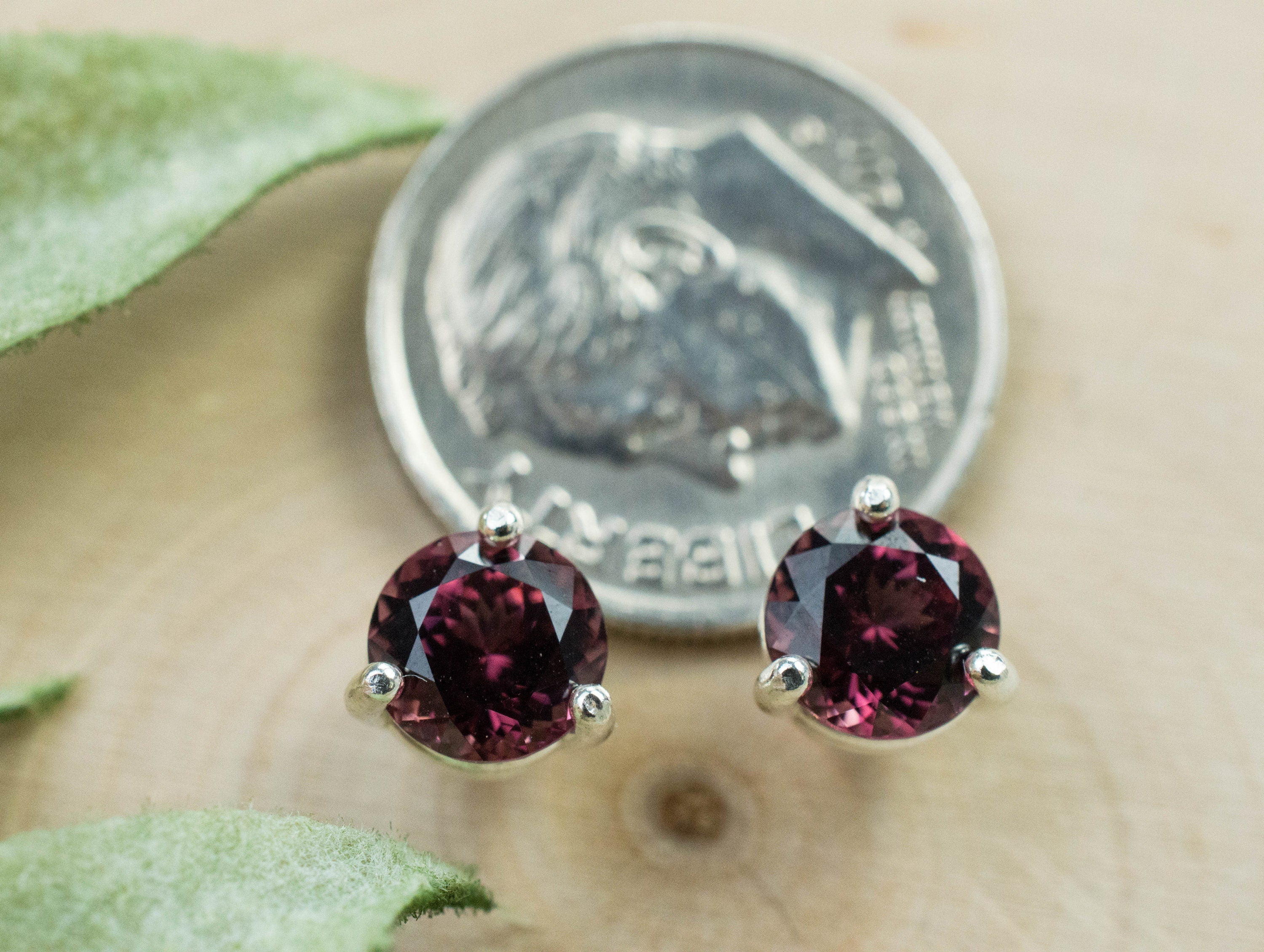 Cranberry Garnet Earrings, Natural Untreated Tanzanian Garnet; 2.125cts - Mark Oliver Gems