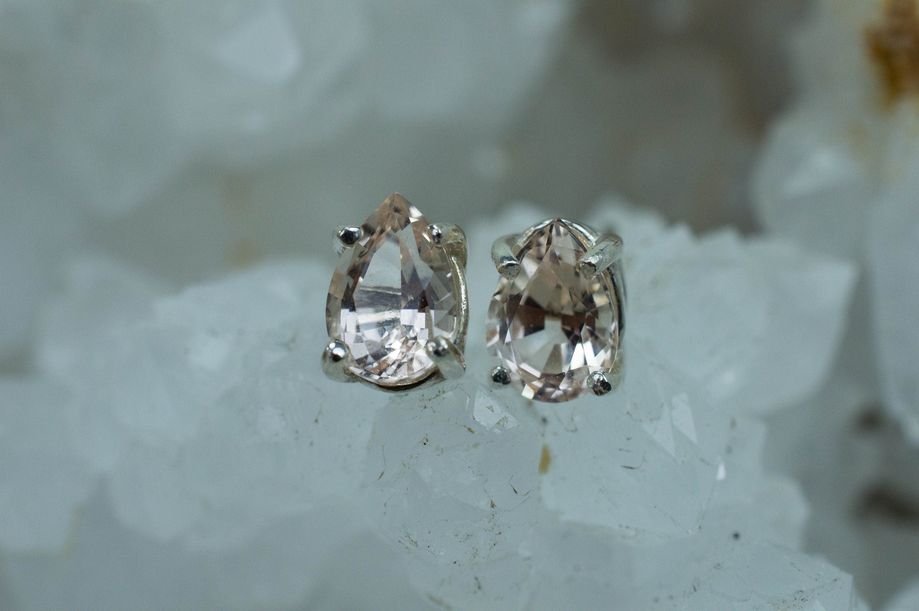 Morganite Earrings; Natural Untreated Madagascar Morganite; 1.800cts - Mark Oliver Gems