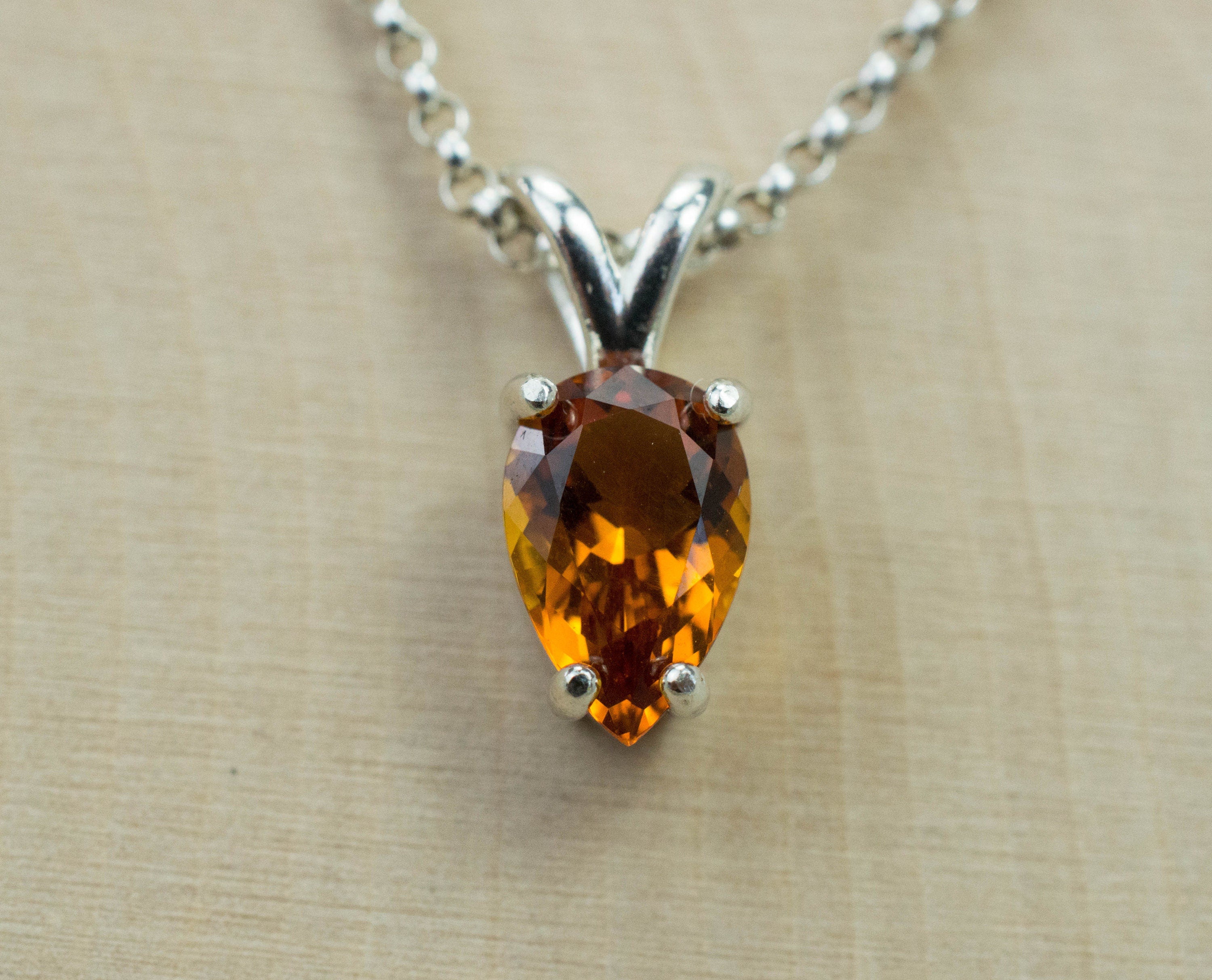 Madeira Citrine Pendant; Natural Untreated Brazil Citrine; 1.080cts - Mark Oliver Gems