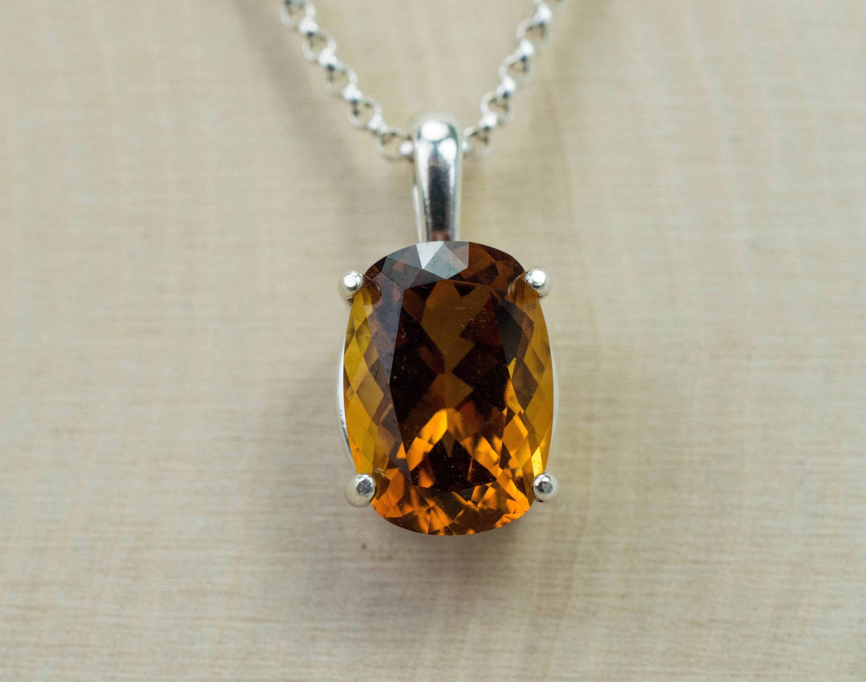 Madeira Citrine Pendant; Natural Untreated Brazil Citrine; 4.025cts - Mark Oliver Gems