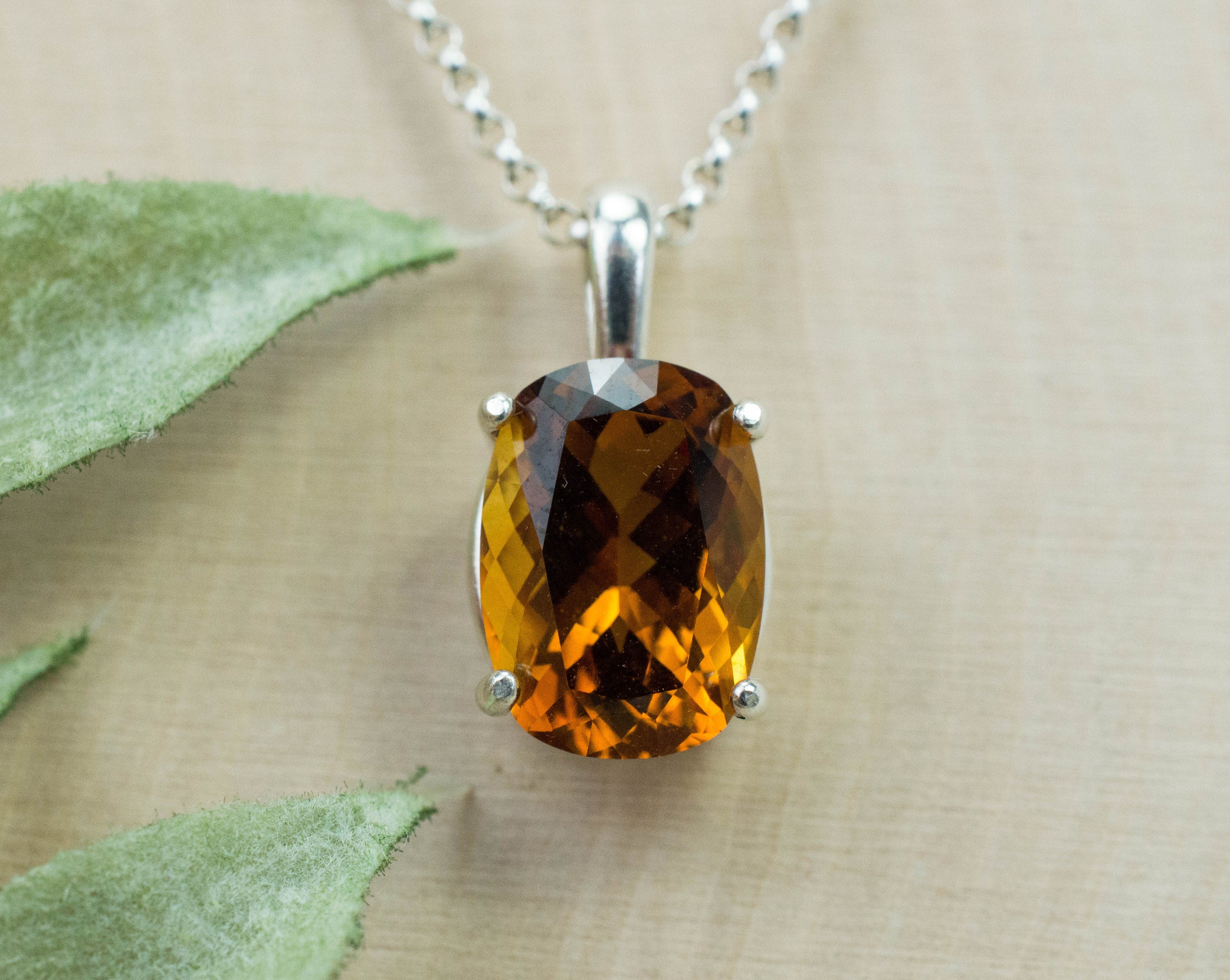 Madeira Citrine Pendant; Natural Untreated Brazil Citrine; 4.025cts - Mark Oliver Gems