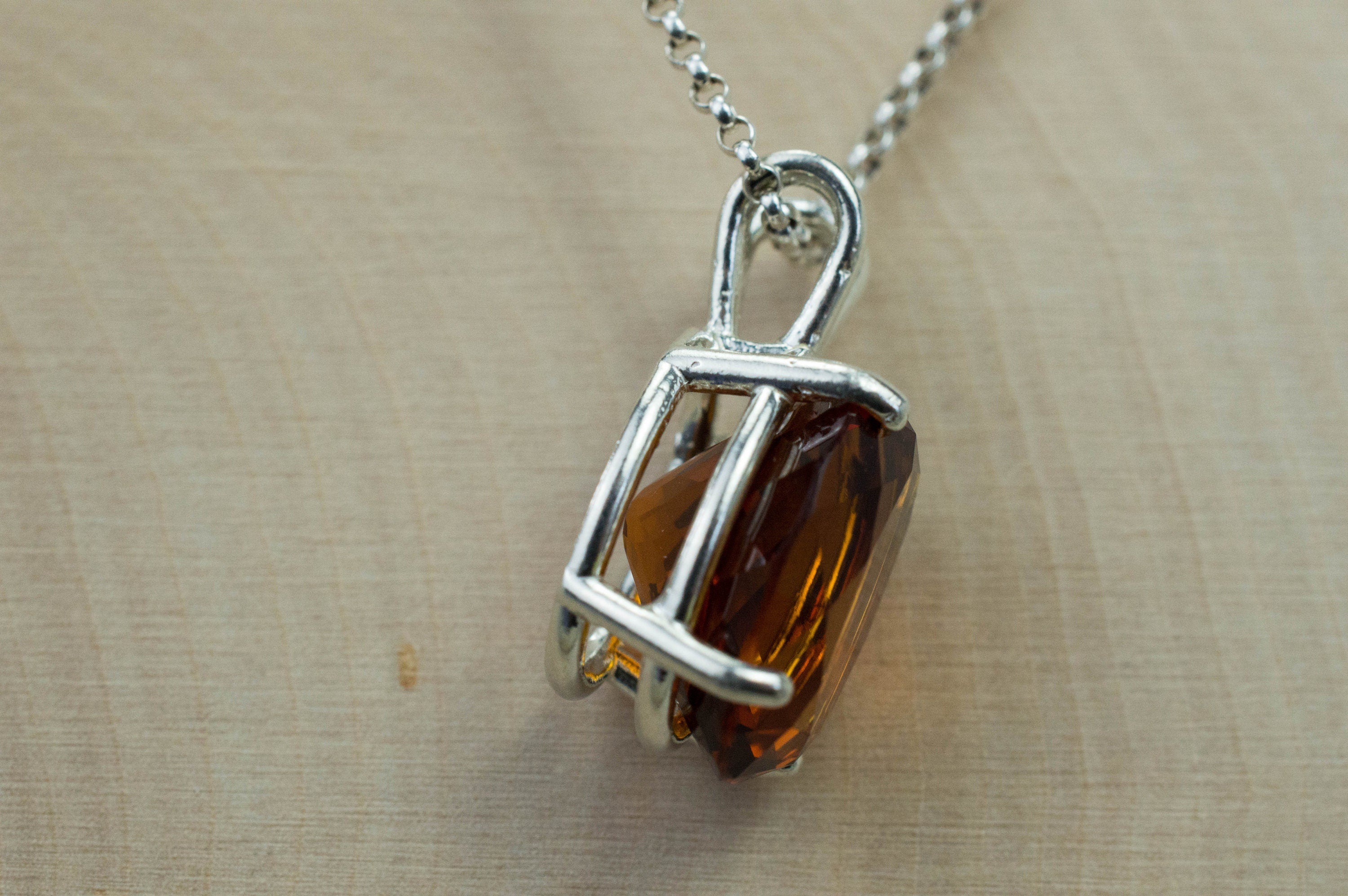 Madeira Citrine Pendant; Natural Untreated Brazil Citrine; 9.120cts - Mark Oliver Gems