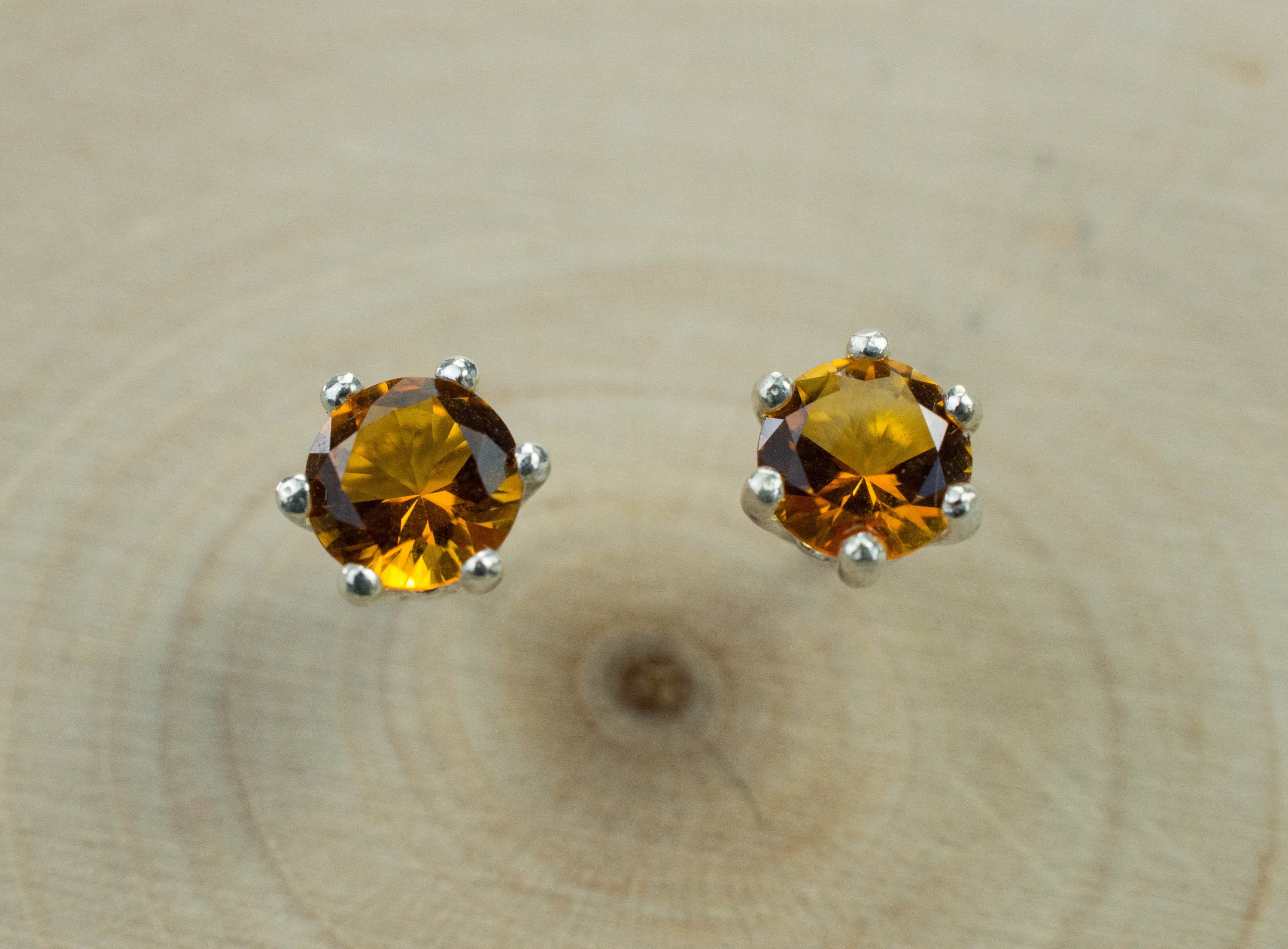 Citrine Earrings; Natural Untreated Uruguay Citrine; 0.685cts - Mark Oliver Gems