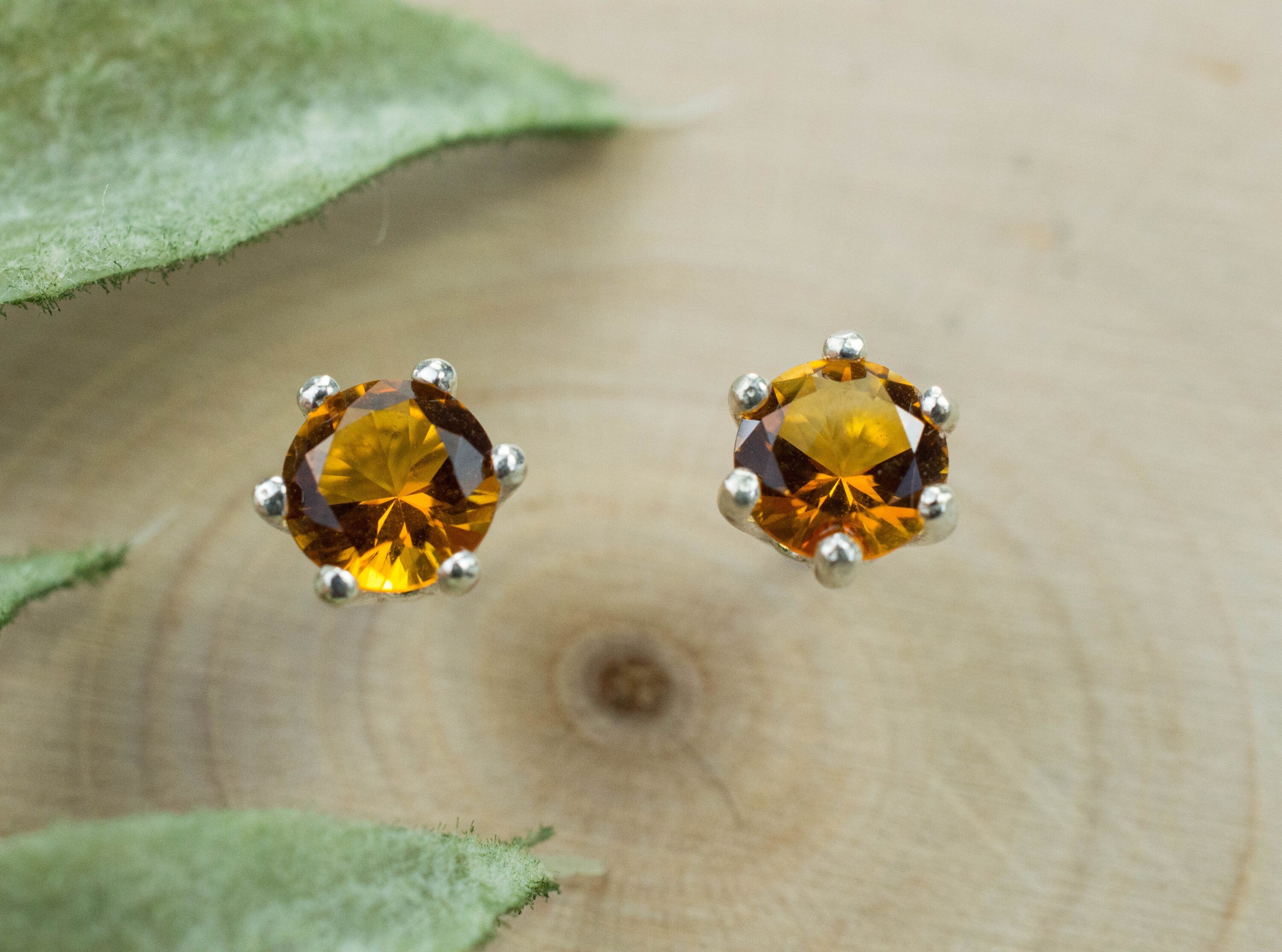 Citrine Earrings; Natural Untreated Uruguay Citrine; 0.685cts - Mark Oliver Gems