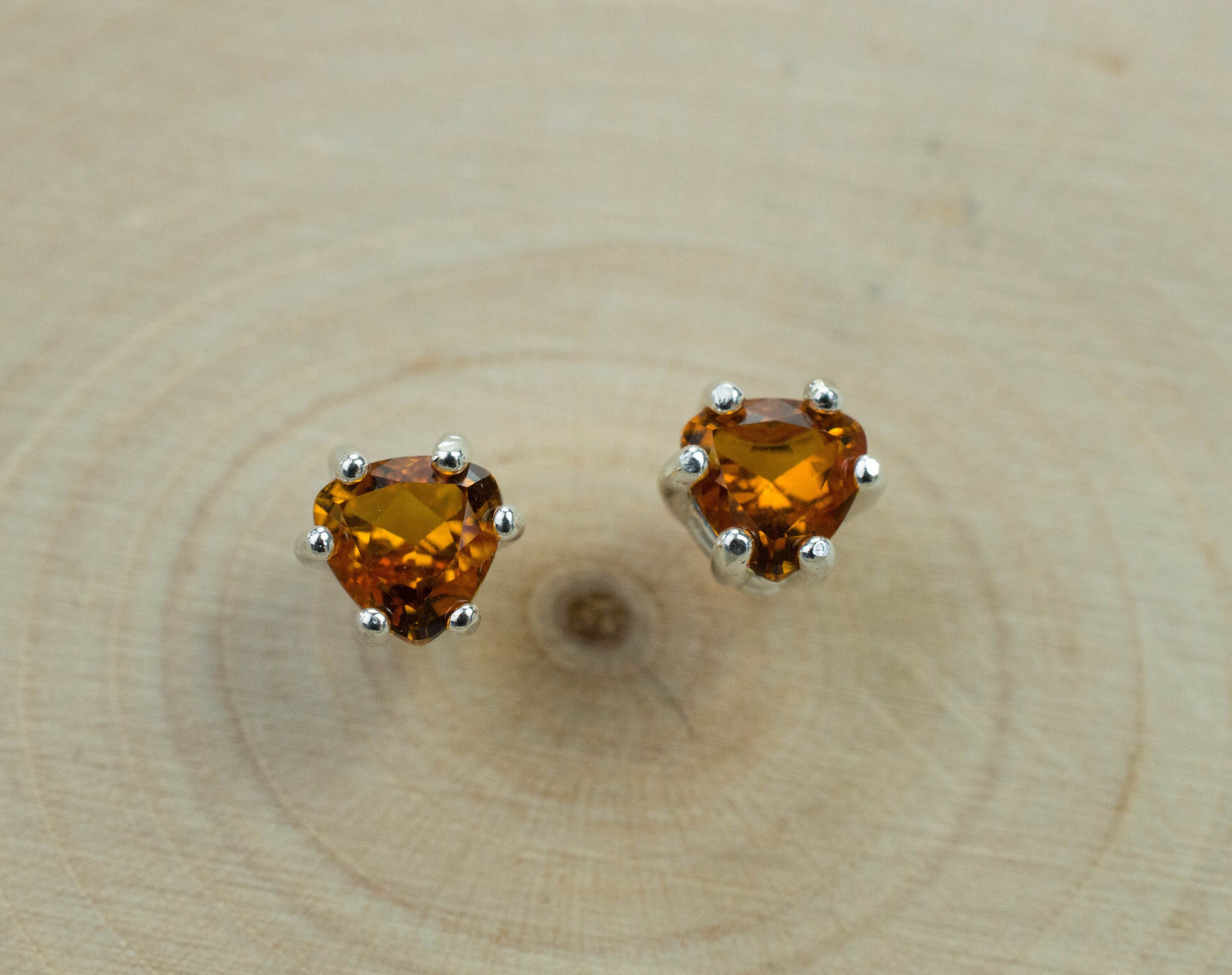 Citrine Earrings; Natural Untreated Uruguay Citrine; 0.710cts - Mark Oliver Gems