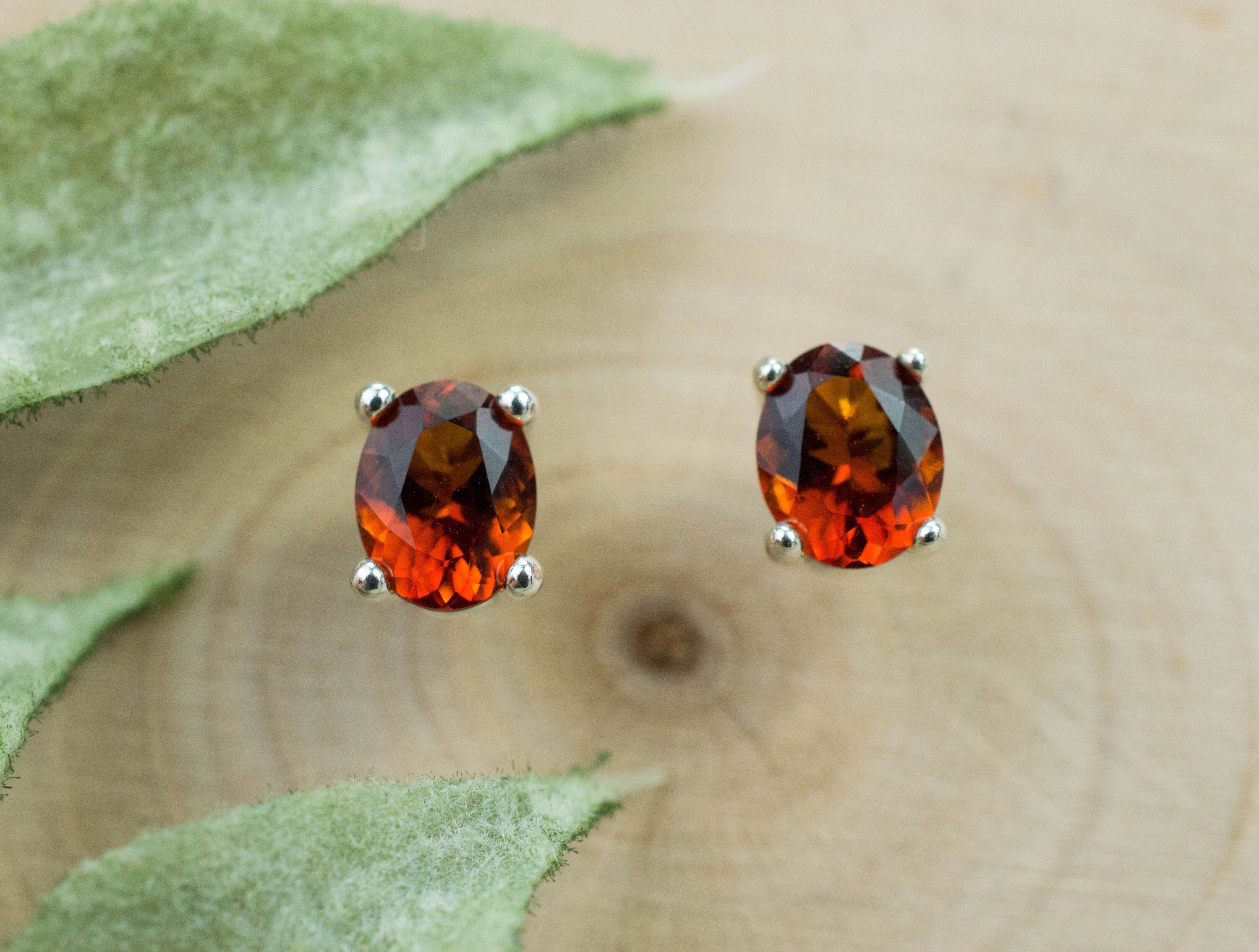 Madeira Citrine Earrings; Genuine Untreated Brazil Citrine; 0.795cts - Mark Oliver Gems