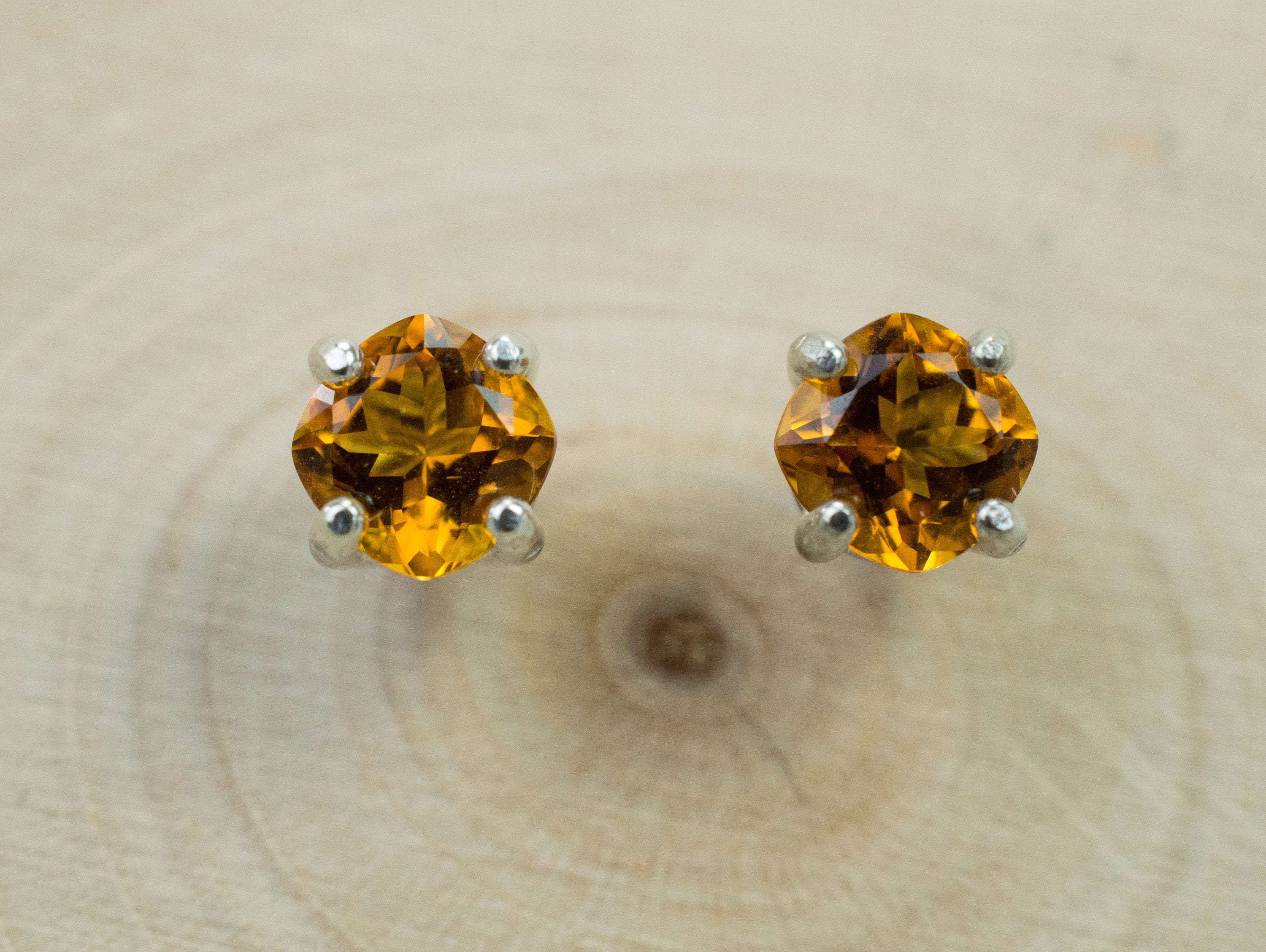 Citrine Earrings; Natural Untreated Uruguay Citrine; 0.940cts - Mark Oliver Gems