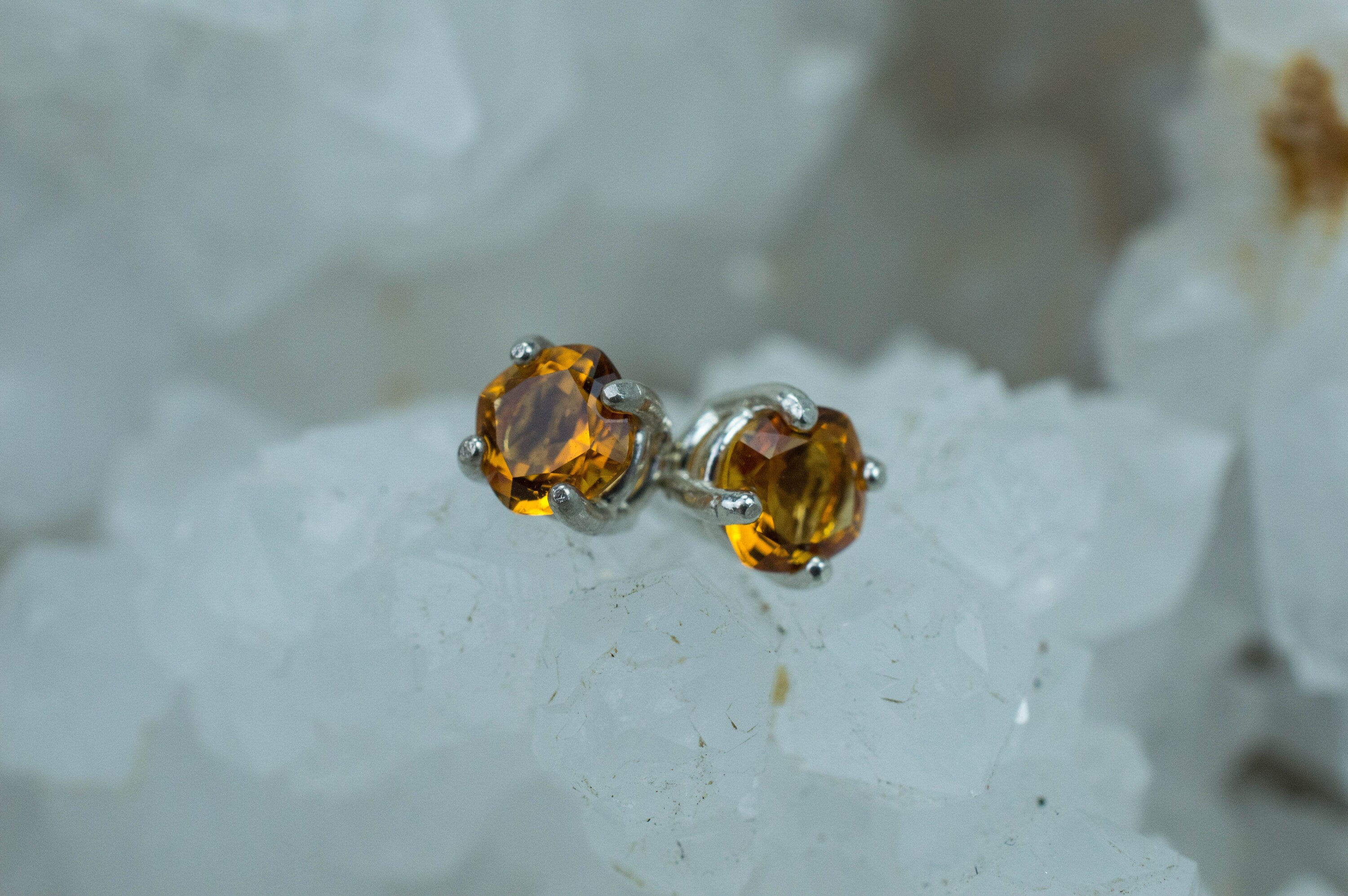 Citrine Earrings; Natural Untreated Uruguay Citrine; 0.940cts - Mark Oliver Gems