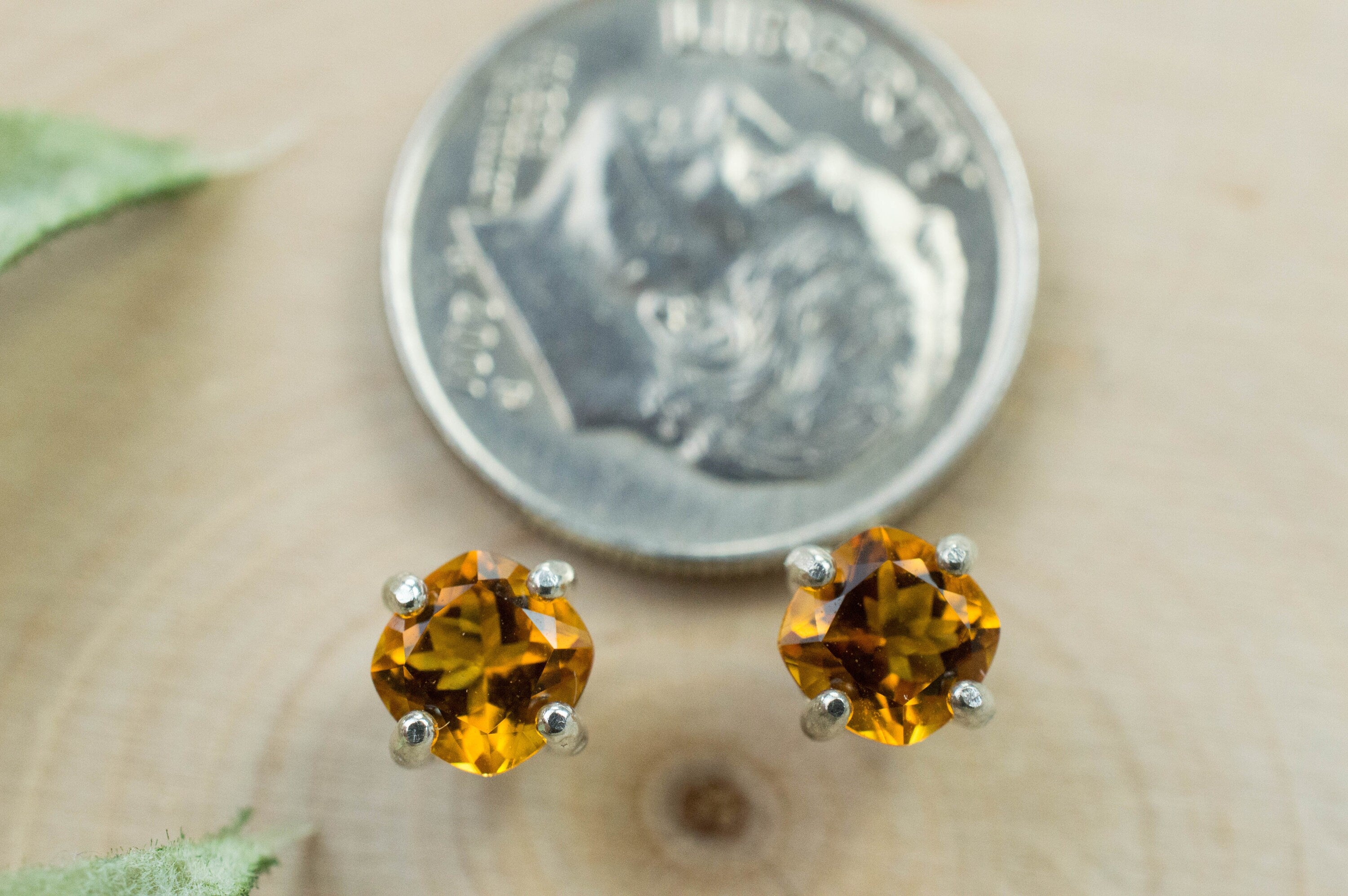 Citrine Earrings; Natural Untreated Uruguay Citrine; 0.940cts - Mark Oliver Gems