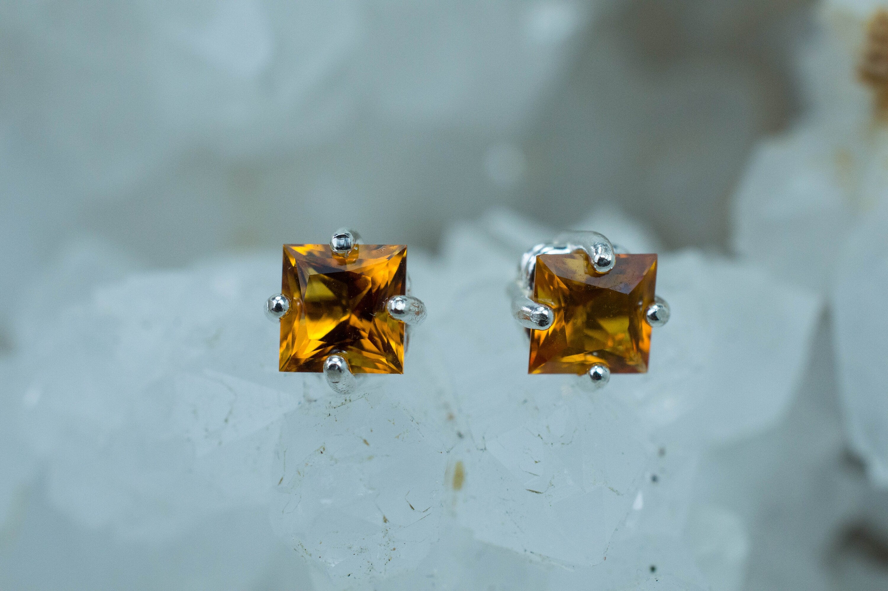 Citrine Earrings; Natural Untreated Uruguay Citrine; 1.155cts - Mark Oliver Gems