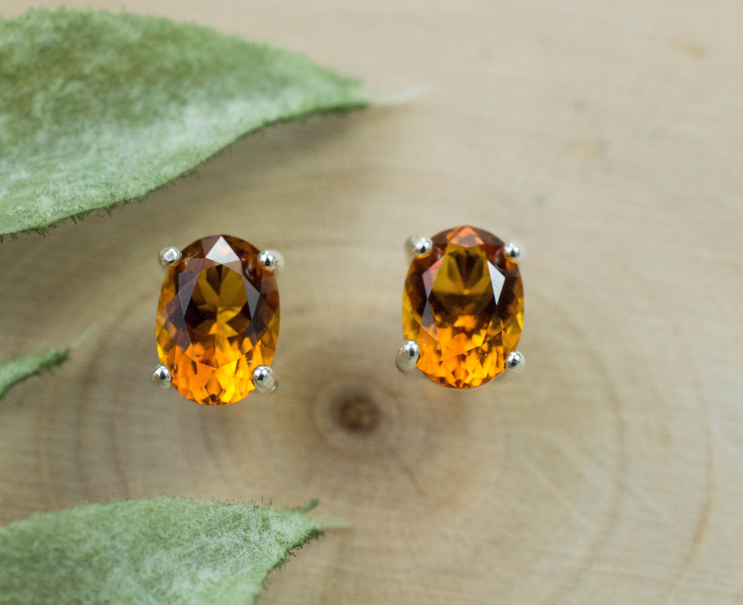 Citrine Earrings; Natural Untreated Uruguay Citrine; 1.590cts - Mark Oliver Gems