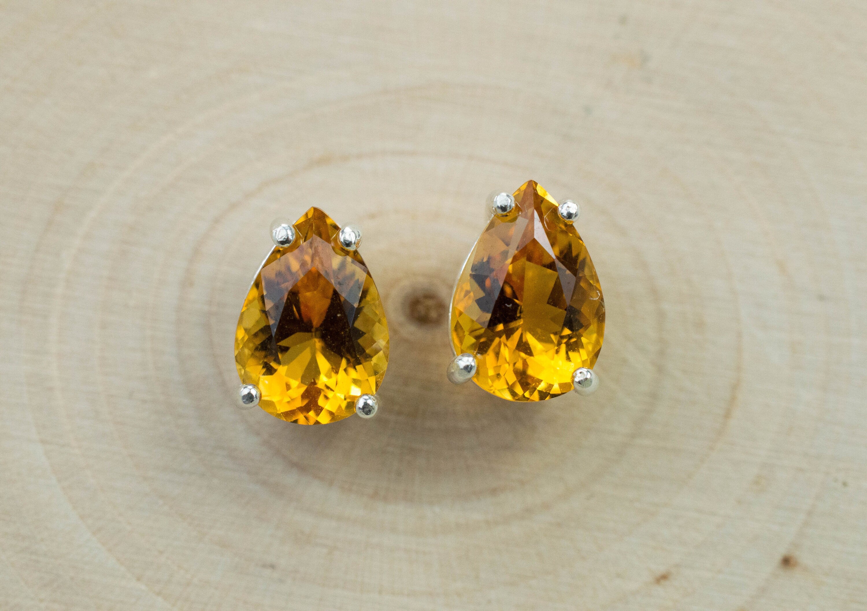 Citrine Earrings; Natural Untreated Uruguay Citrine; 3.540cts - Mark Oliver Gems