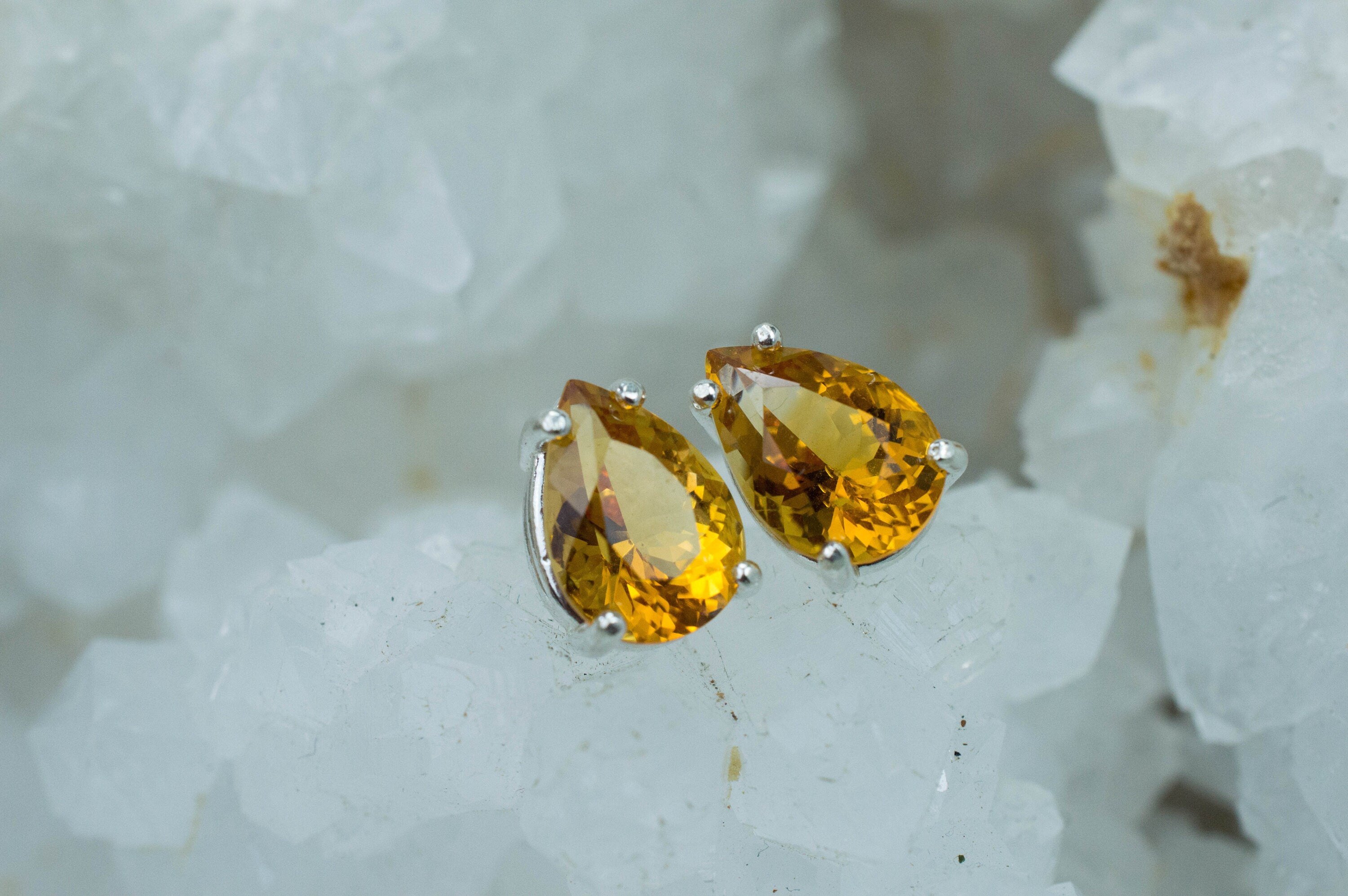 Citrine Earrings; Natural Untreated Uruguay Citrine; 3.540cts - Mark Oliver Gems