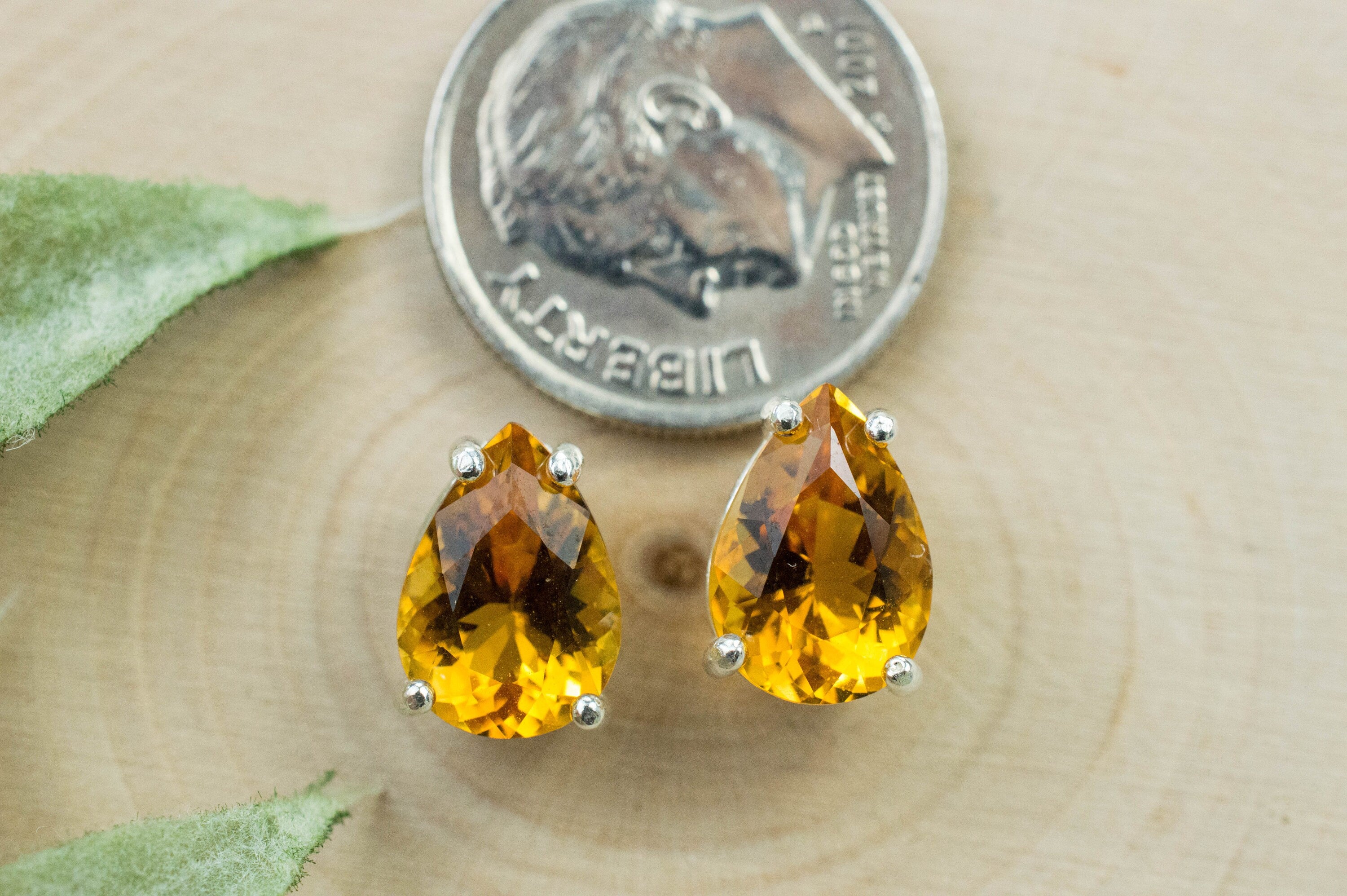 Citrine Earrings; Natural Untreated Uruguay Citrine; 3.540cts - Mark Oliver Gems