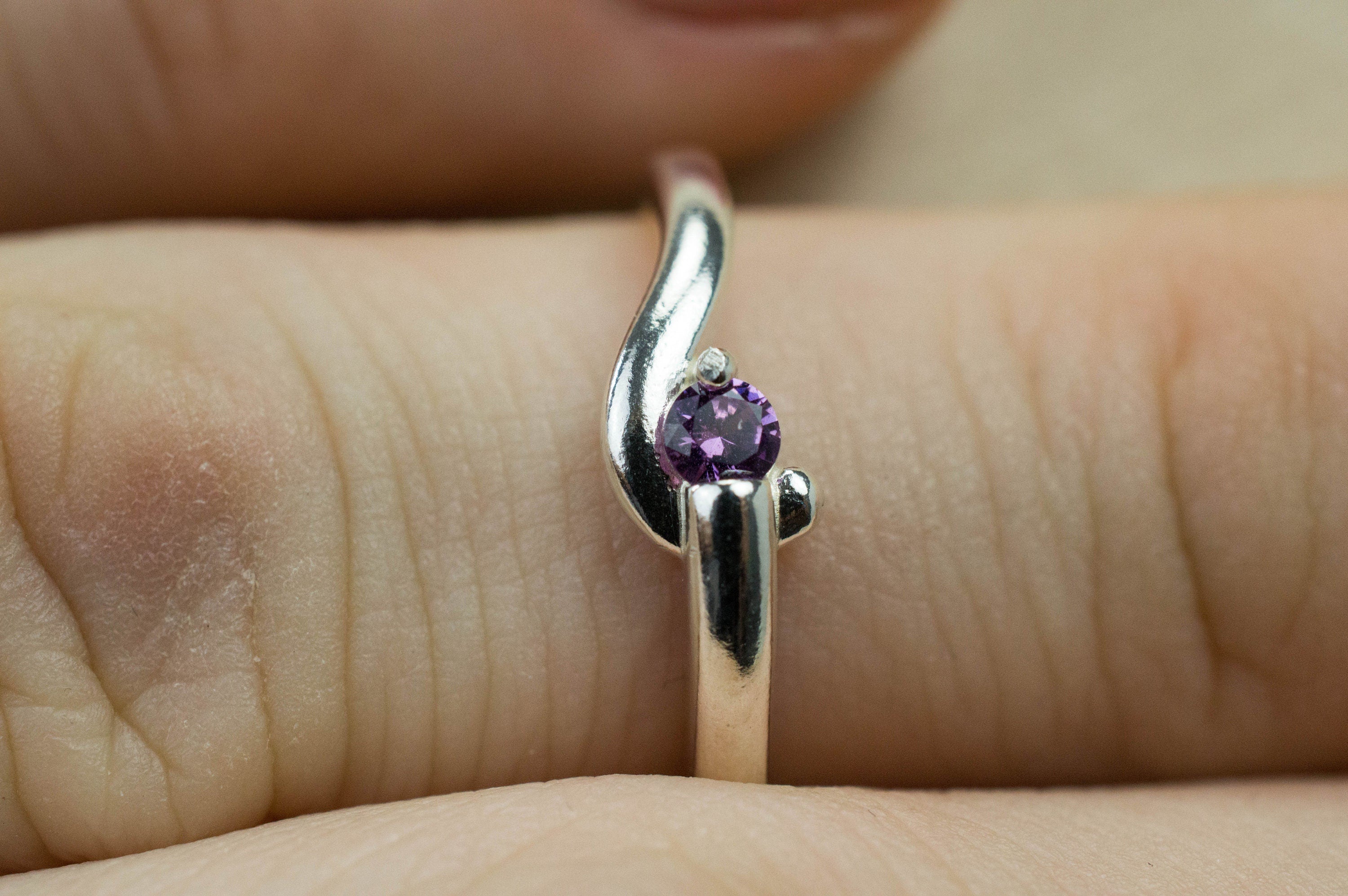 Purple Garnet Ring, Natural Untreated Rare Mozambique Garnet; 0.105cts