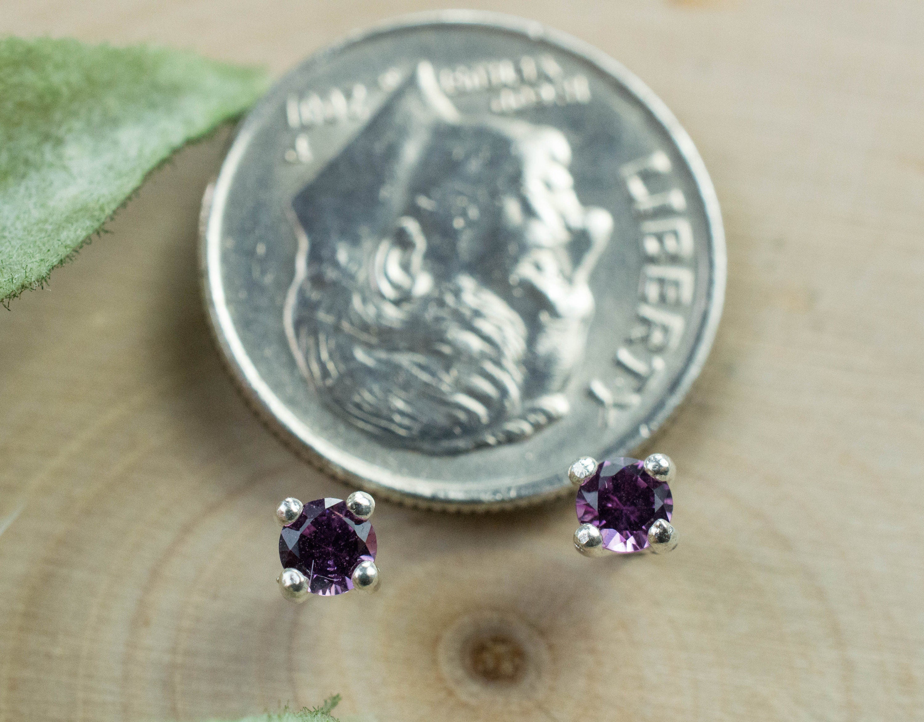 Purple Garnet Earrings, Genuine Untreated Rare Mozambique Garnet; 0.235cts