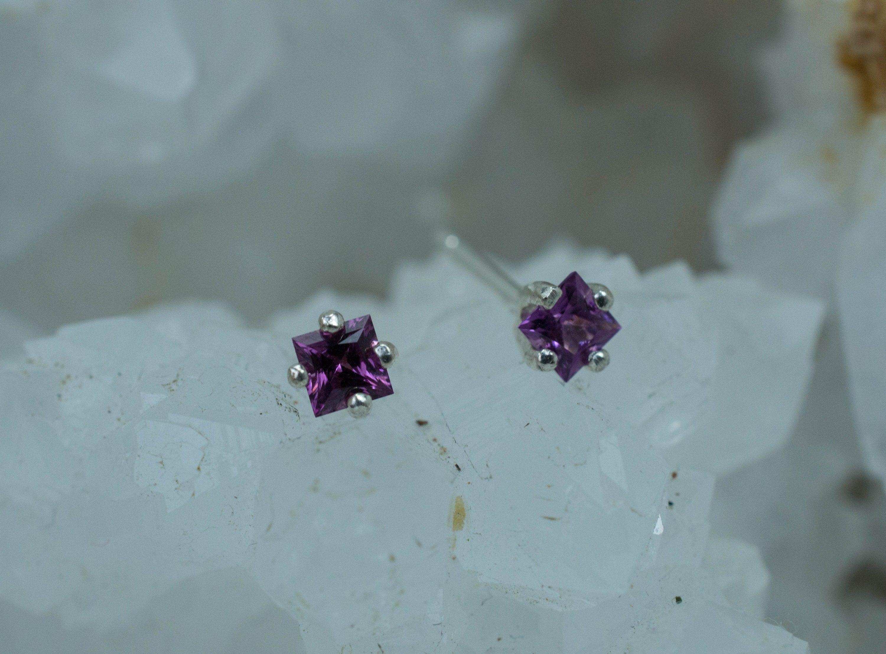 Purple Garnet Earrings, Genuine Untreated Rare Mozambique Garnet; 0.355cts