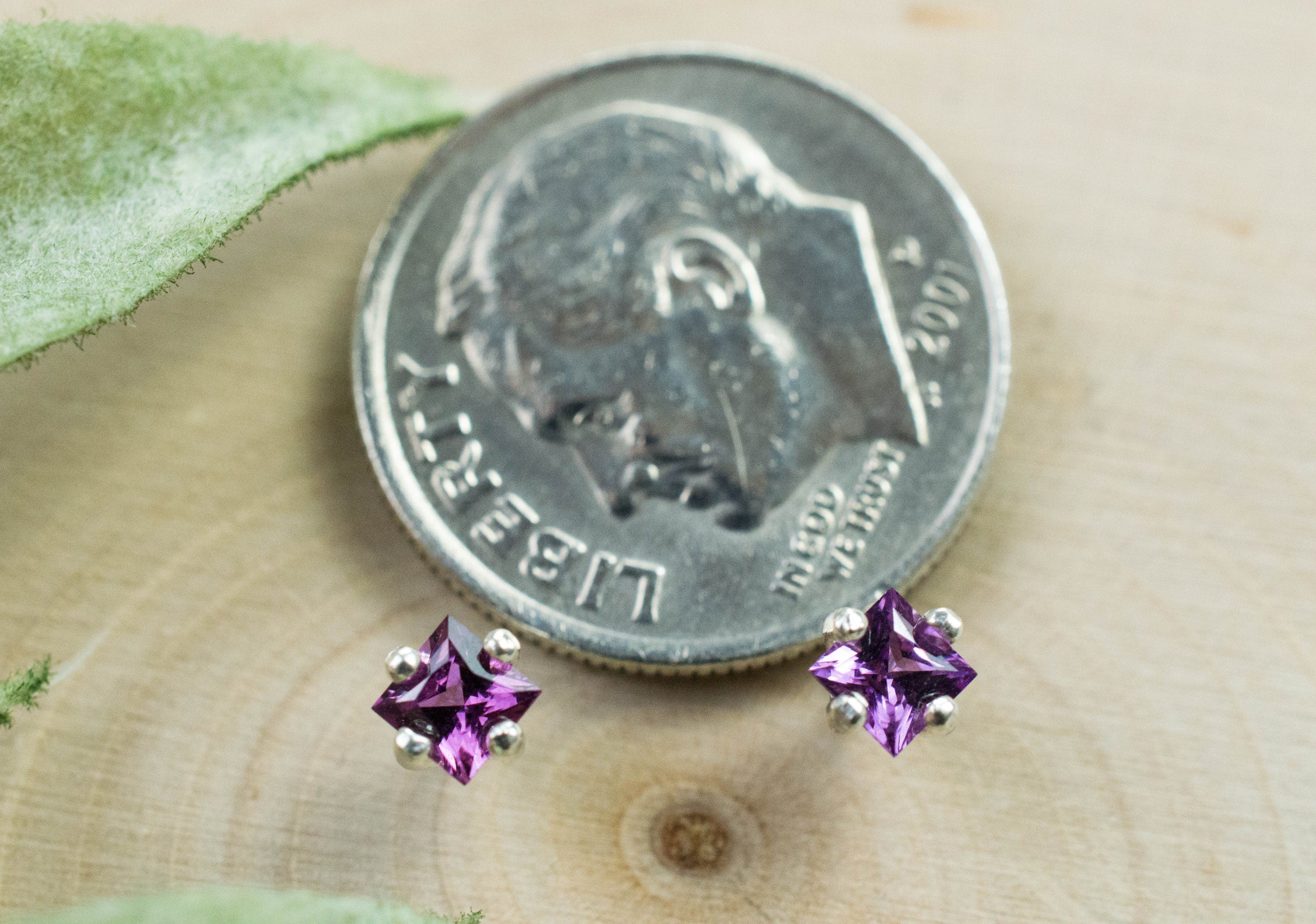 Purple Garnet Earrings, Genuine Untreated Rare Mozambique Garnet; 0.355cts