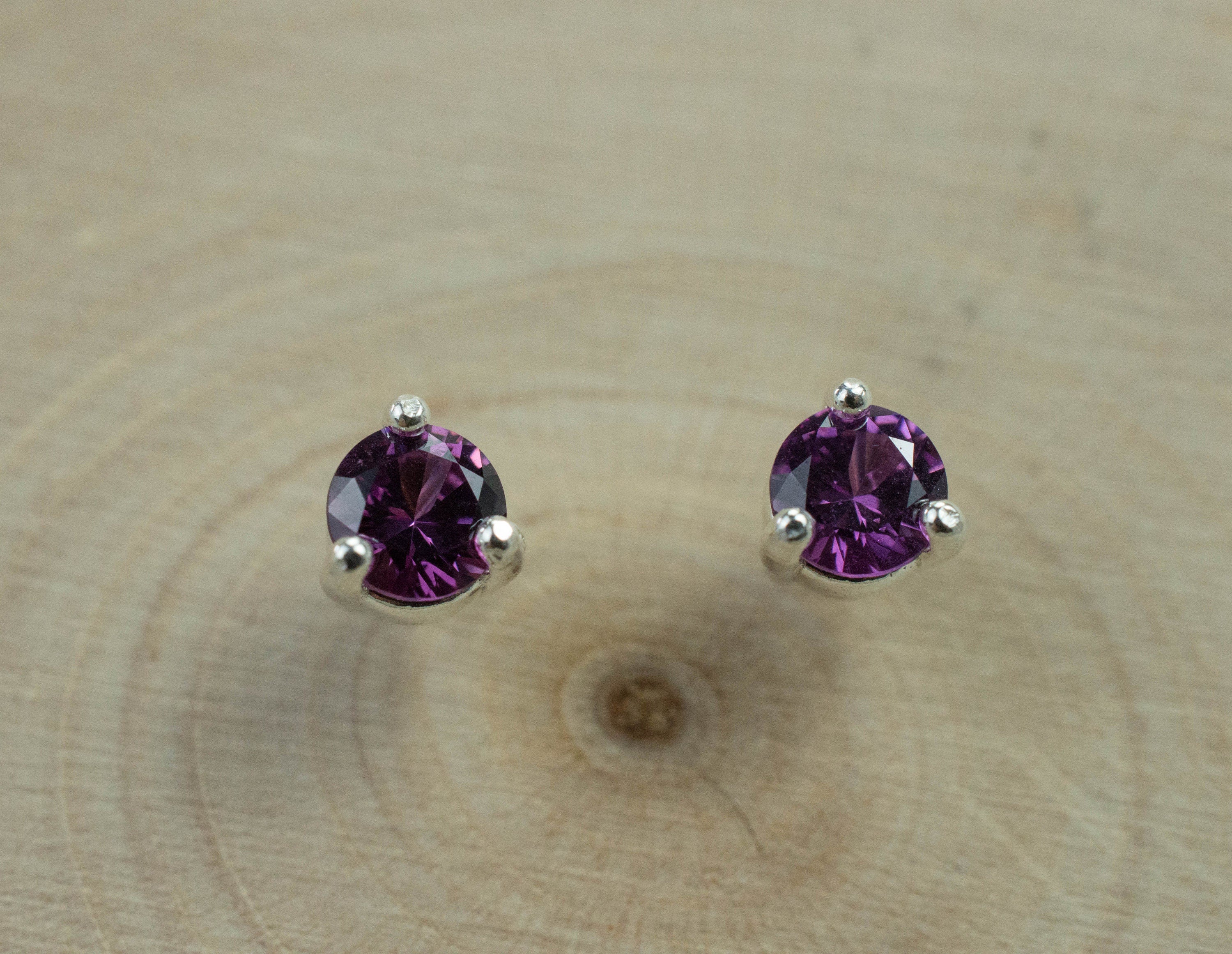 Purple Garnet Earrings, Genuine Untreated Rare Mozambique Garnet; 0.545cts