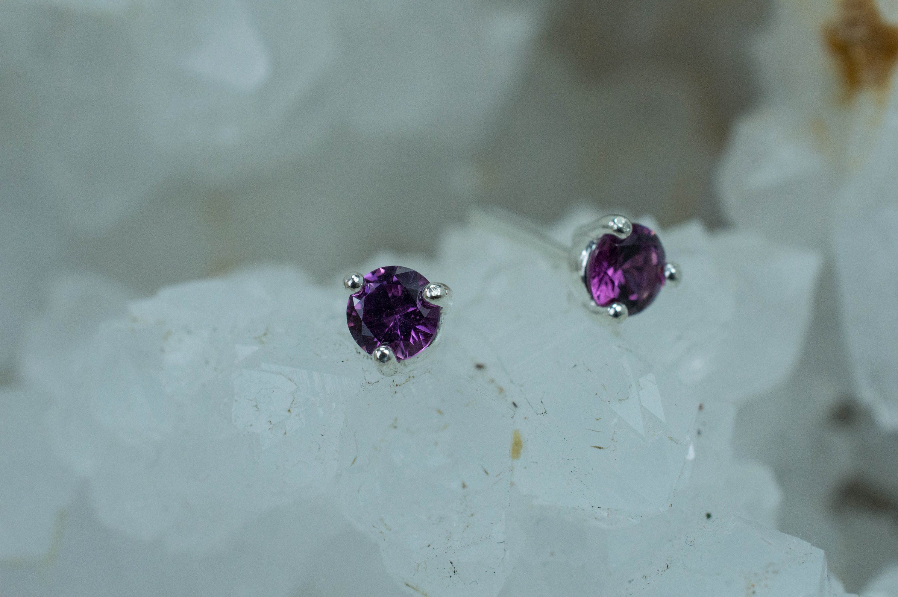 Purple Garnet Earrings, Genuine Untreated Rare Mozambique Garnet; 0.545cts