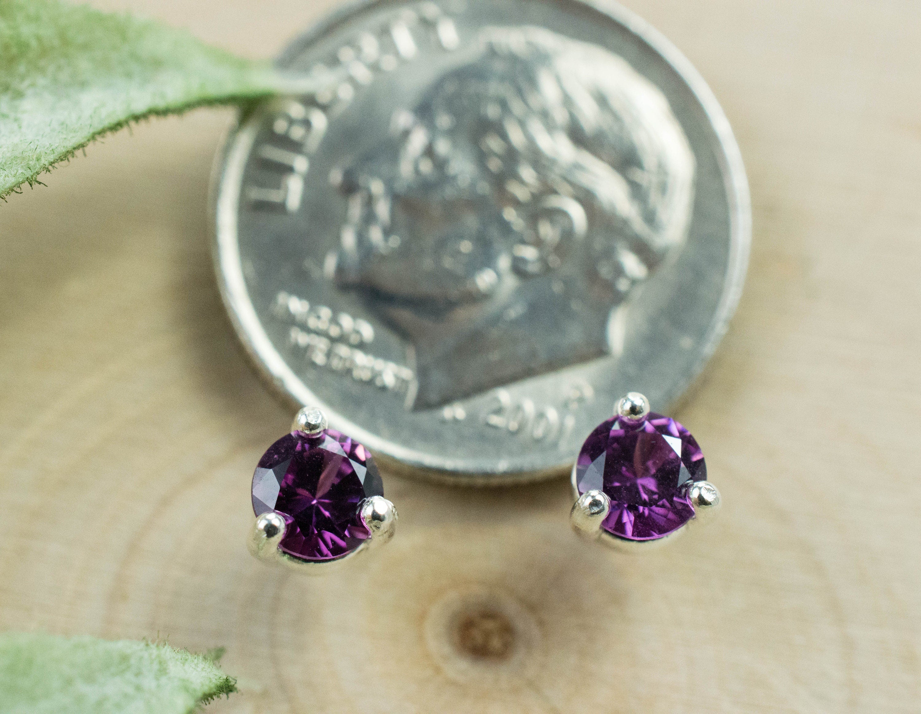 Purple Garnet Earrings, Genuine Untreated Rare Mozambique Garnet; 0.545cts