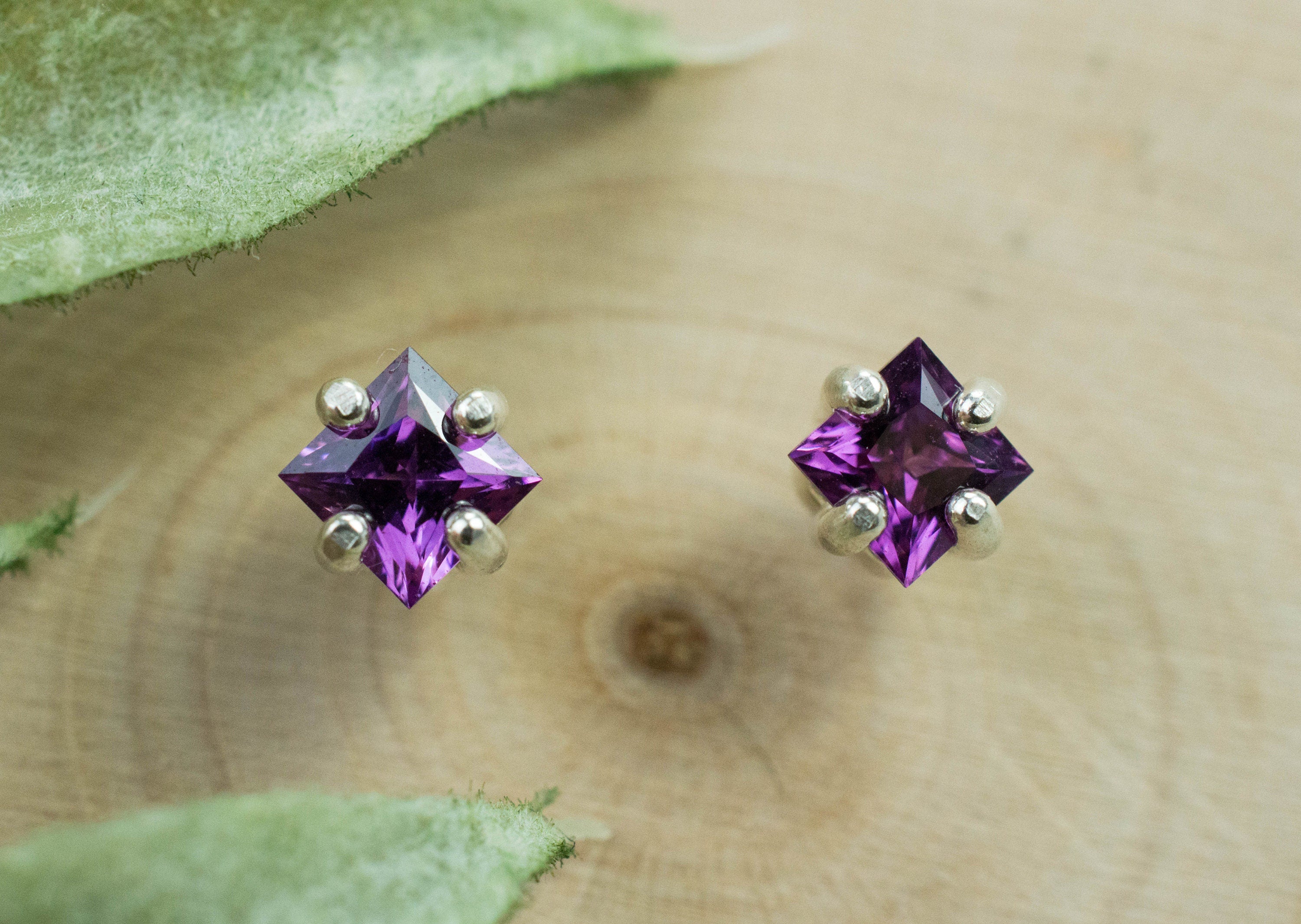 Purple Garnet Earrings, Genuine Untreated Rare Mozambique Garnet; 0.785cts