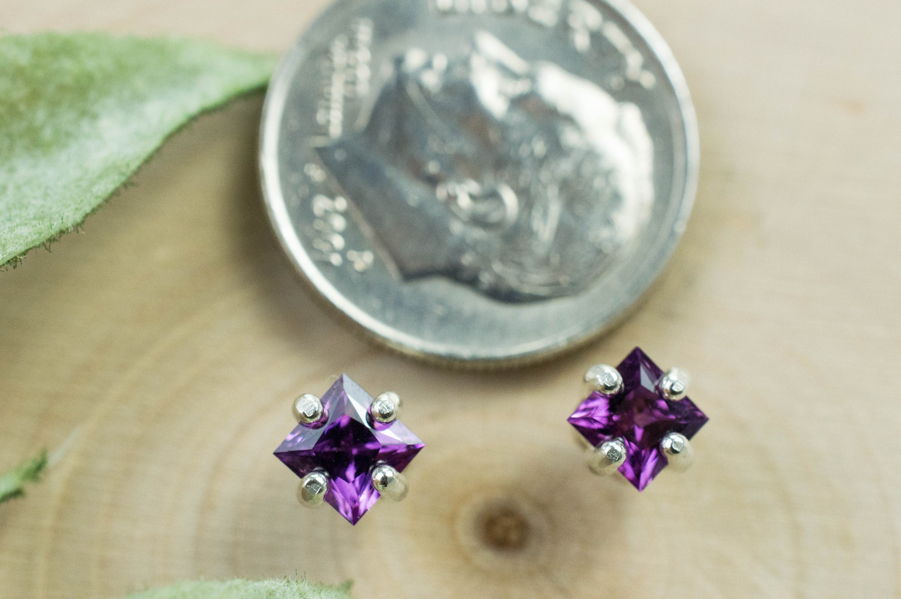 Purple Garnet Earrings, Genuine Untreated Rare Mozambique Garnet; 0.785cts