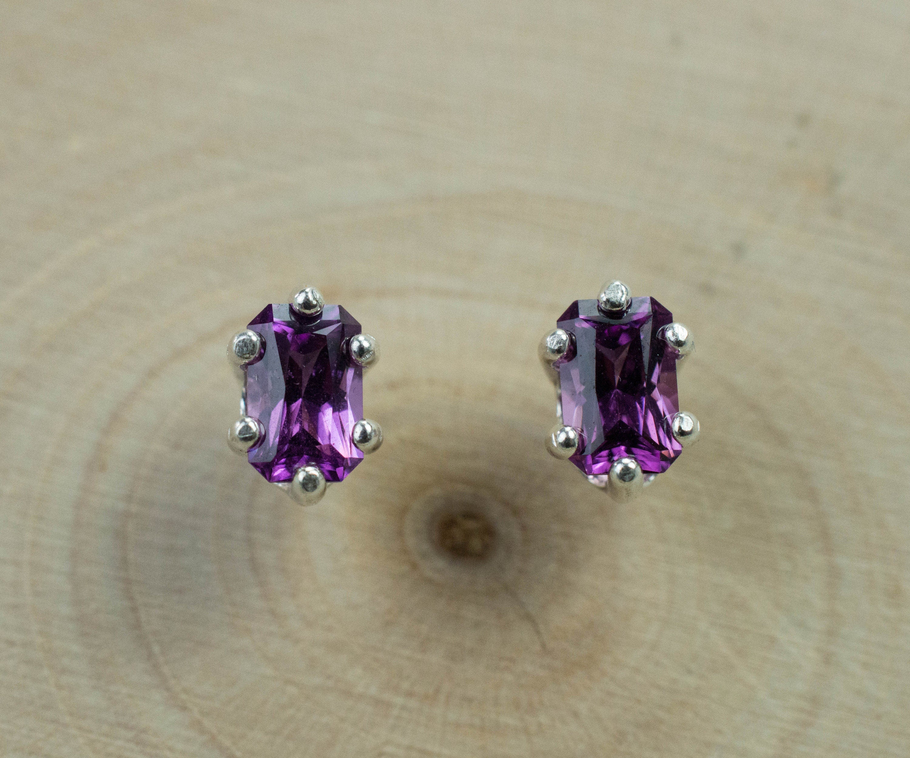 Purple Garnet Earrings, Genuine Untreated Rare Mozambique Garnet; 0.845cts