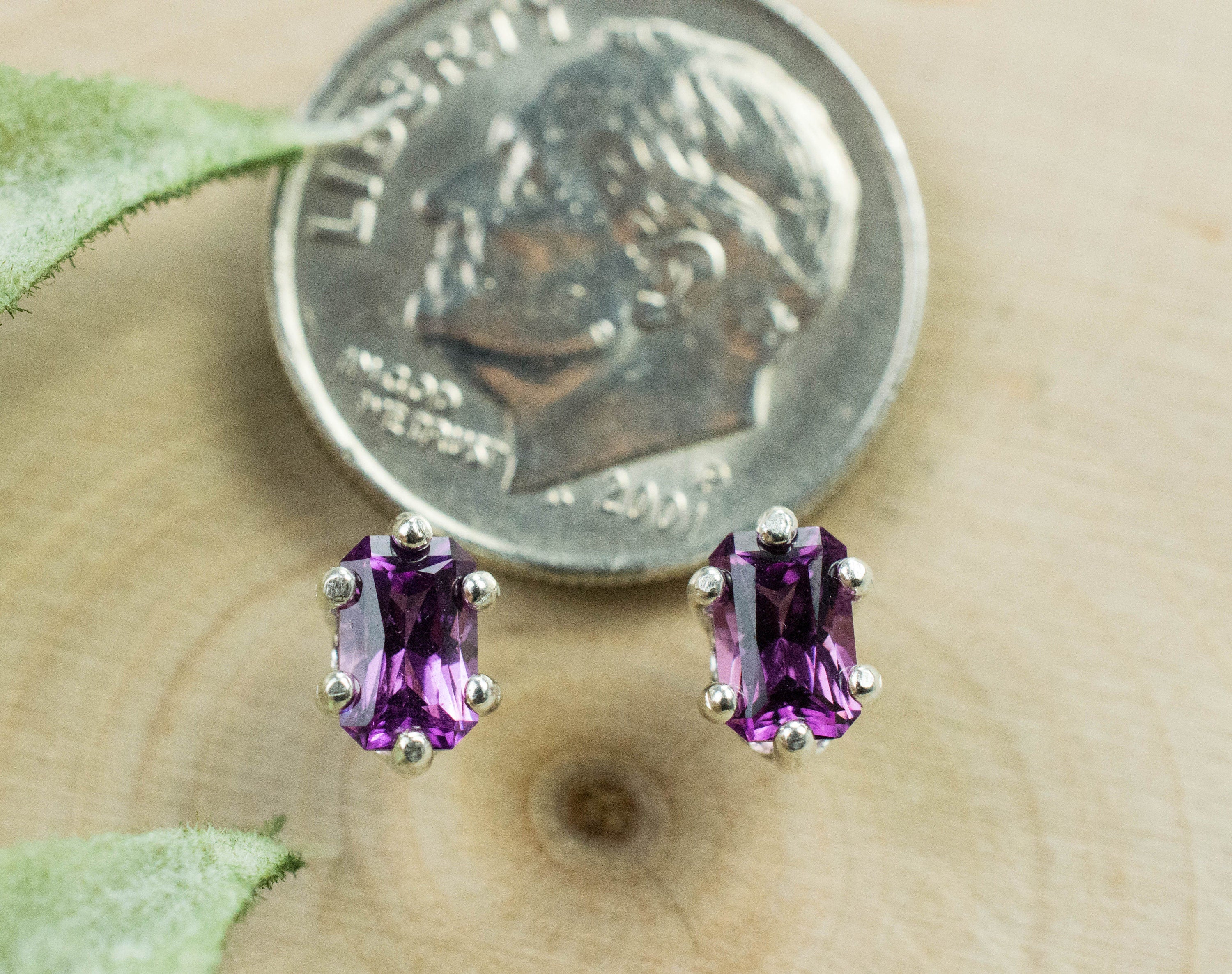 Purple Garnet Earrings, Genuine Untreated Rare Mozambique Garnet; 0.845cts