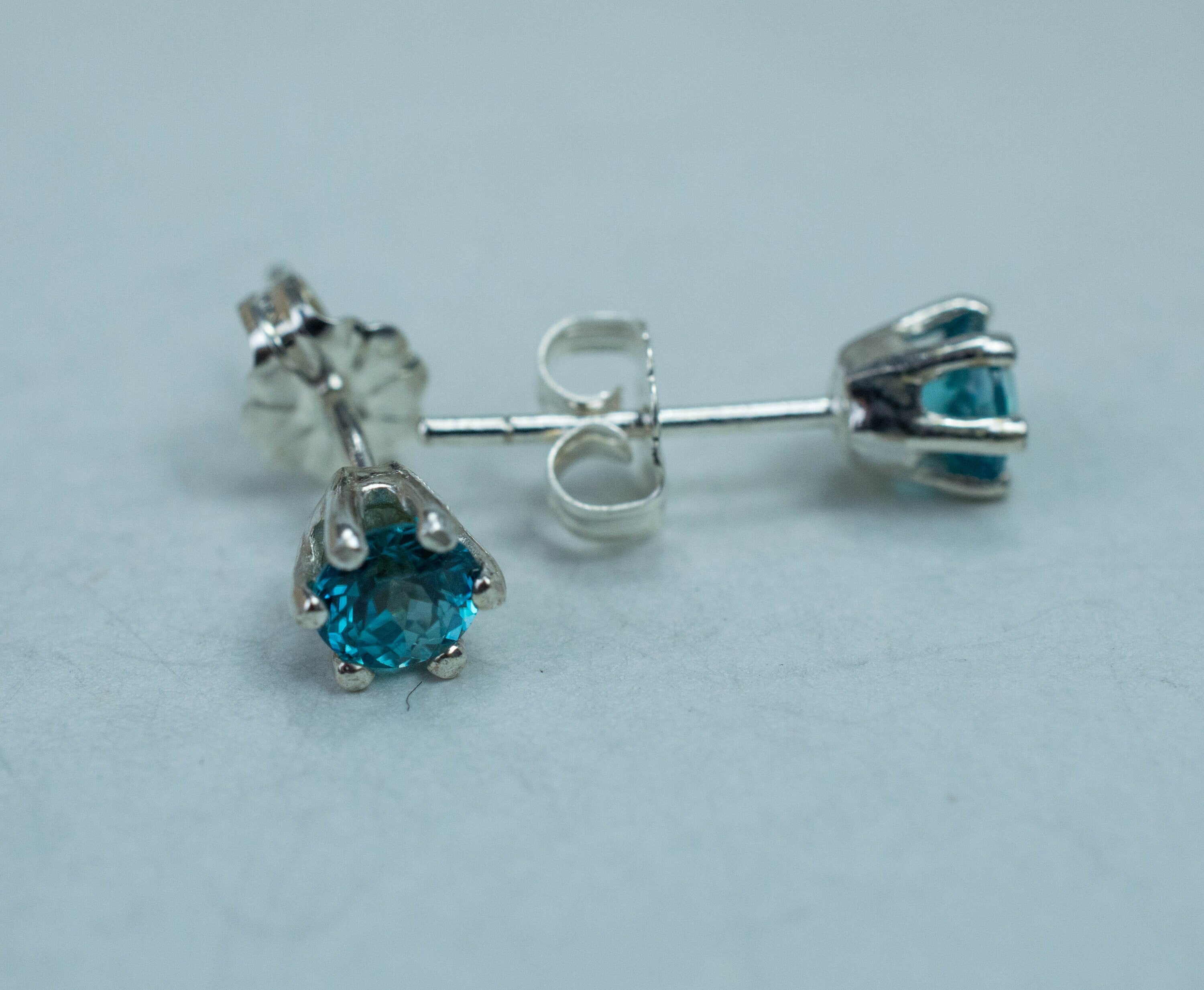 Blue Zircon Earrings; Genuine Cambodia Zircon; 1.200cts