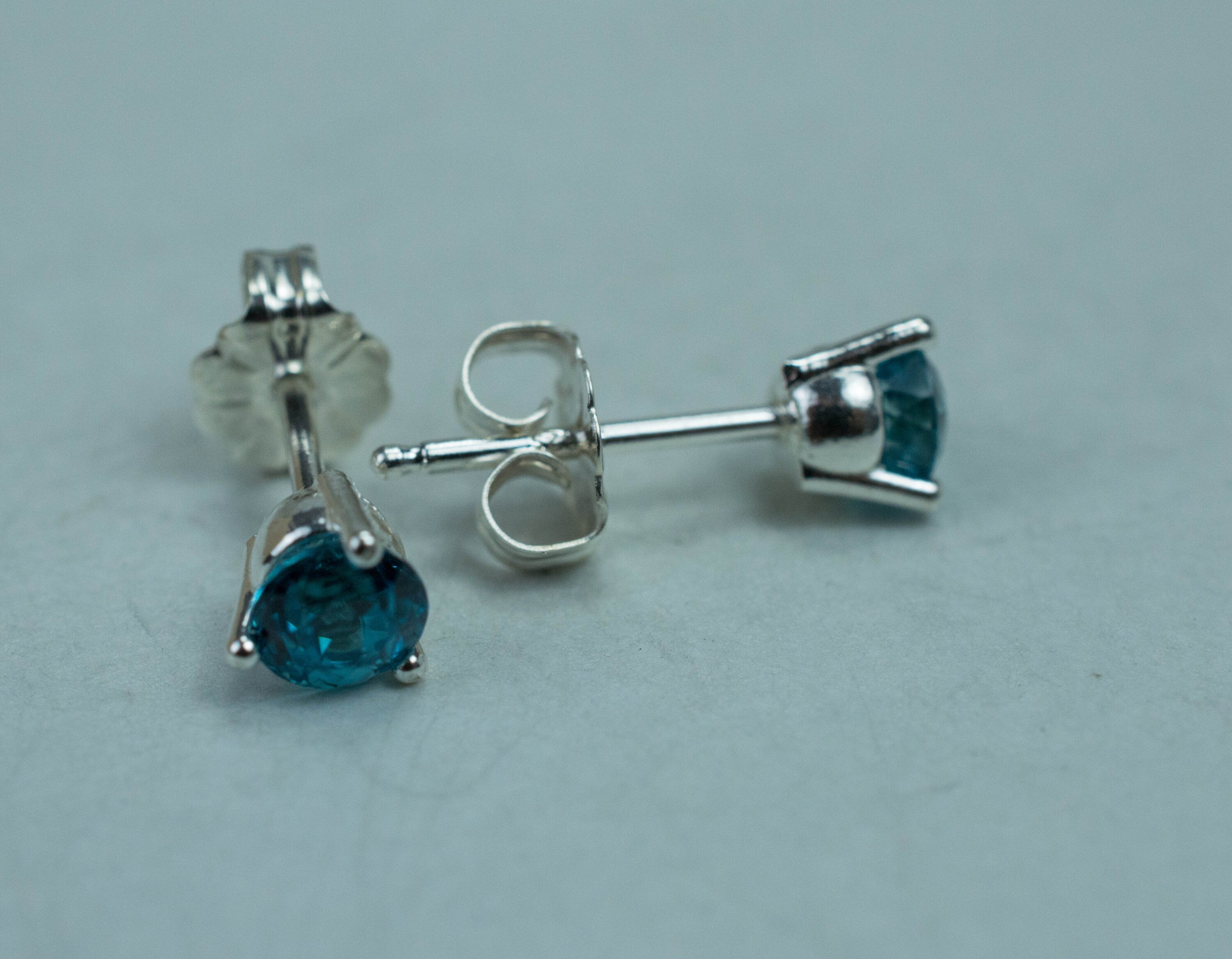 Blue Zircon Earrings; Genuine Cambodia Zircon; 1.205cts