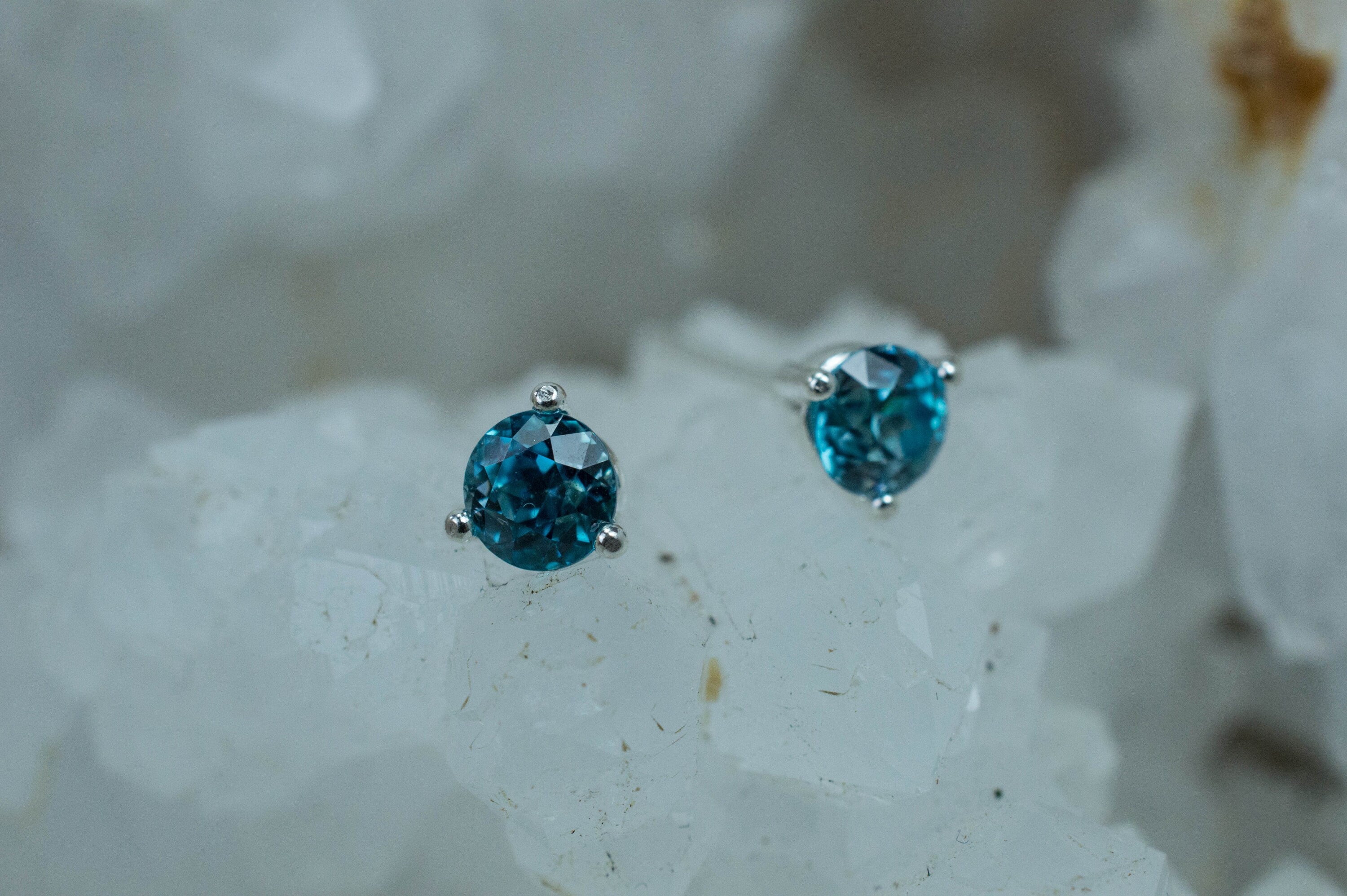 Blue Zircon Earrings; Genuine Cambodia Zircon; 1.205cts