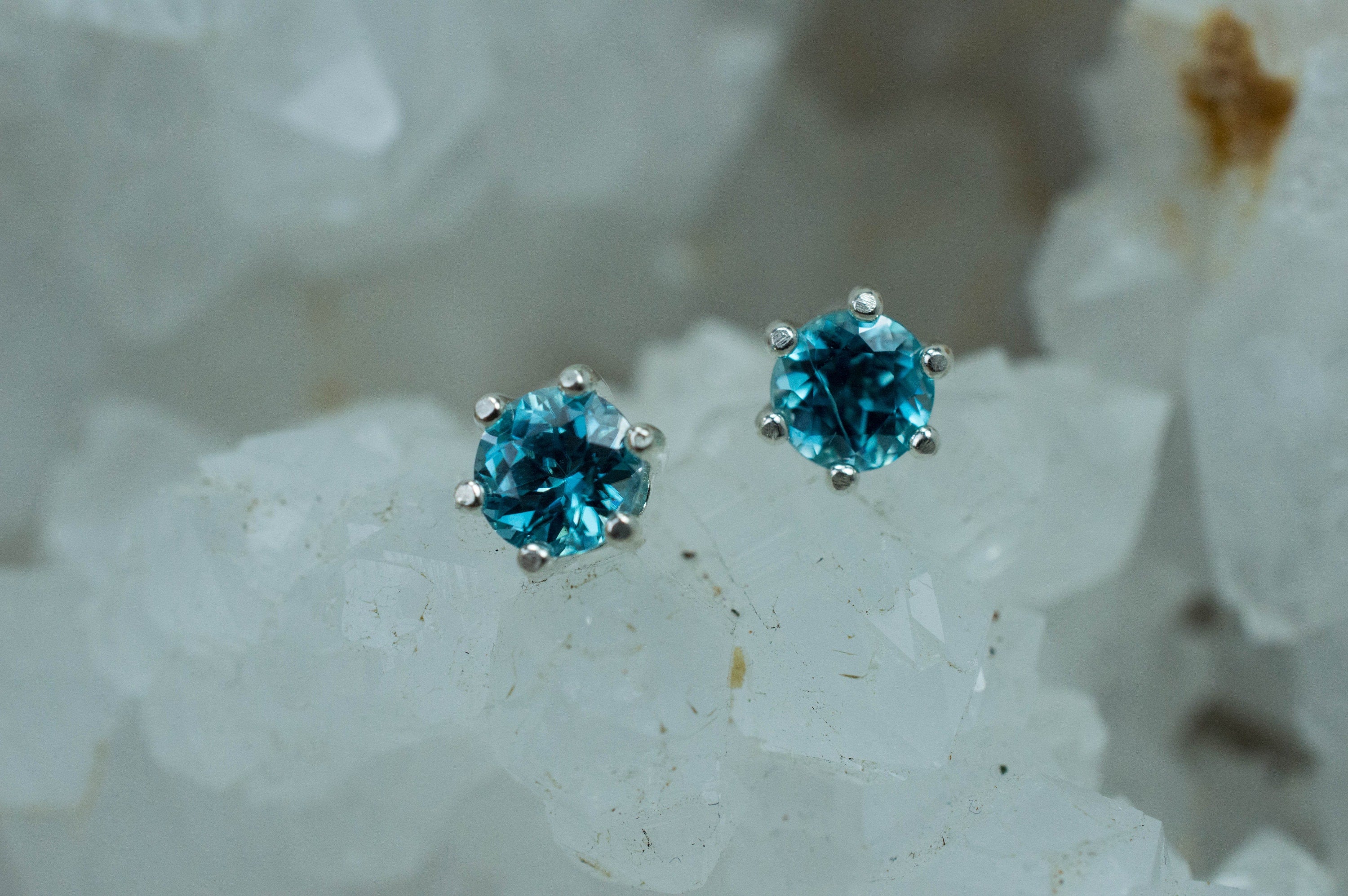 Blue Zircon Earrings; Genuine Cambodia Zircon; 1.590cts