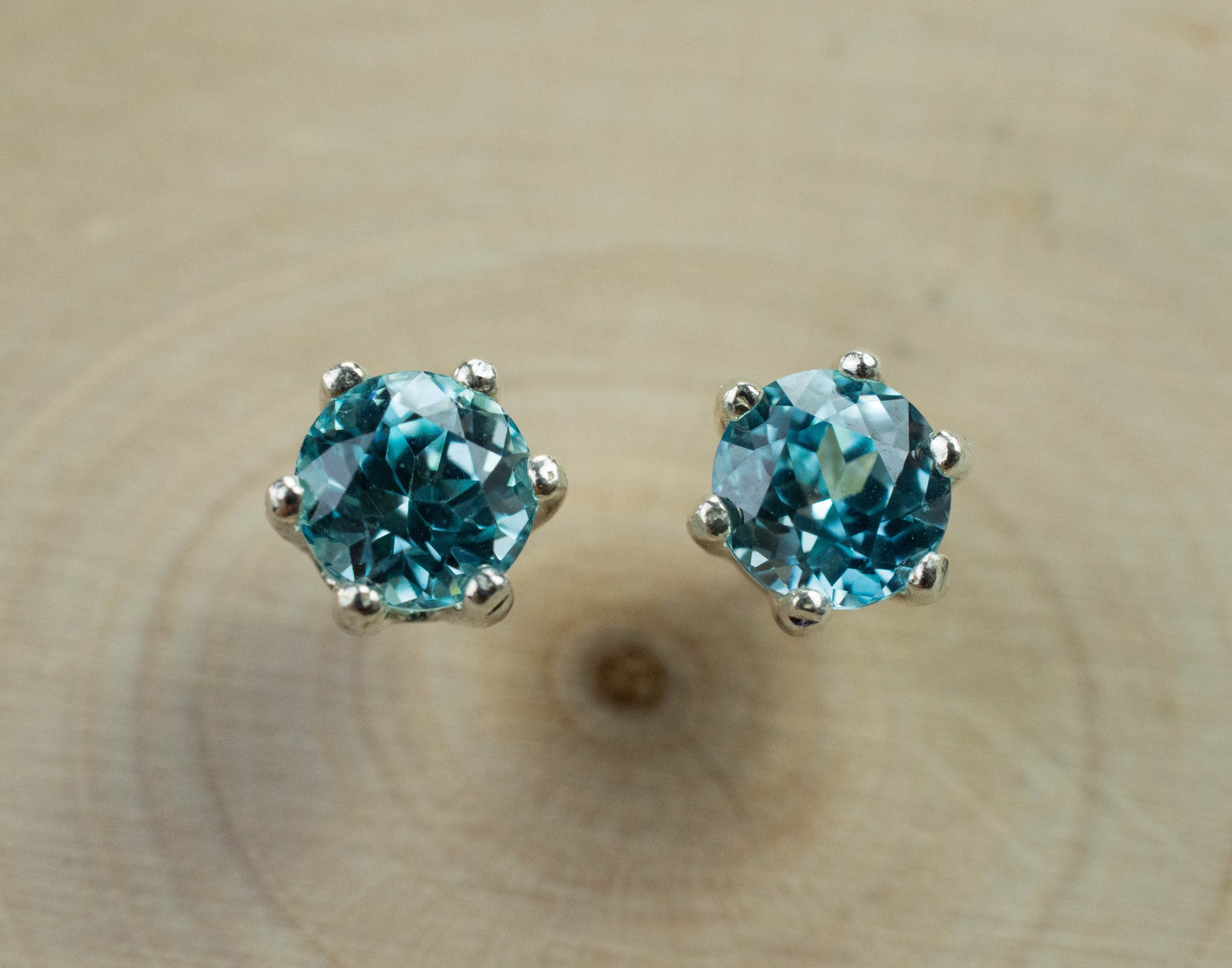 Blue Zircon Earrings; Genuine Cambodia Zircon; 2.050cts