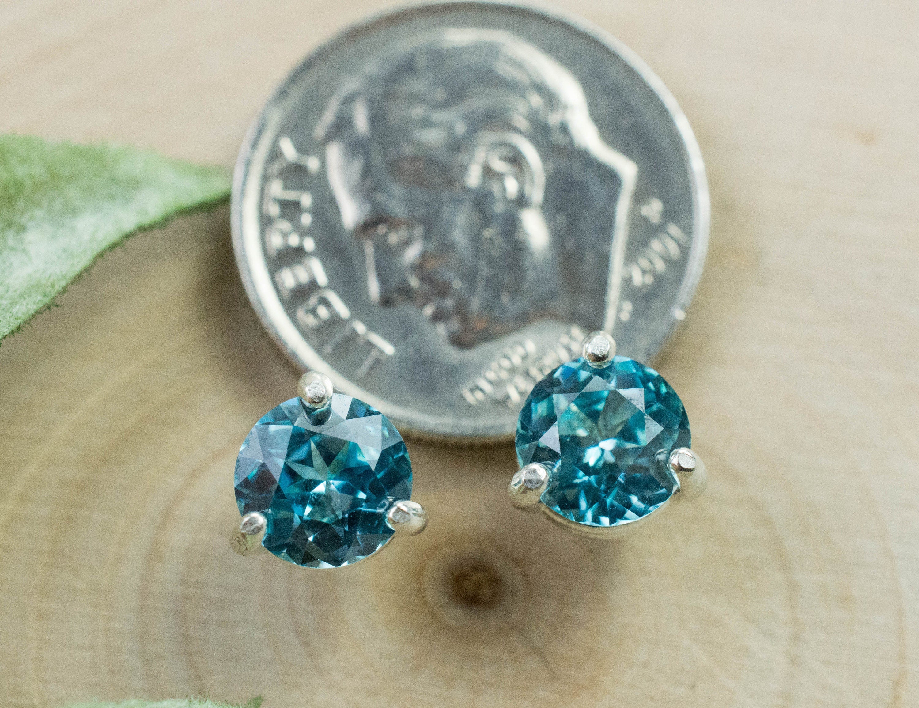 Blue Zircon Earrings; Genuine Cambodia Zircon; 2.310cts