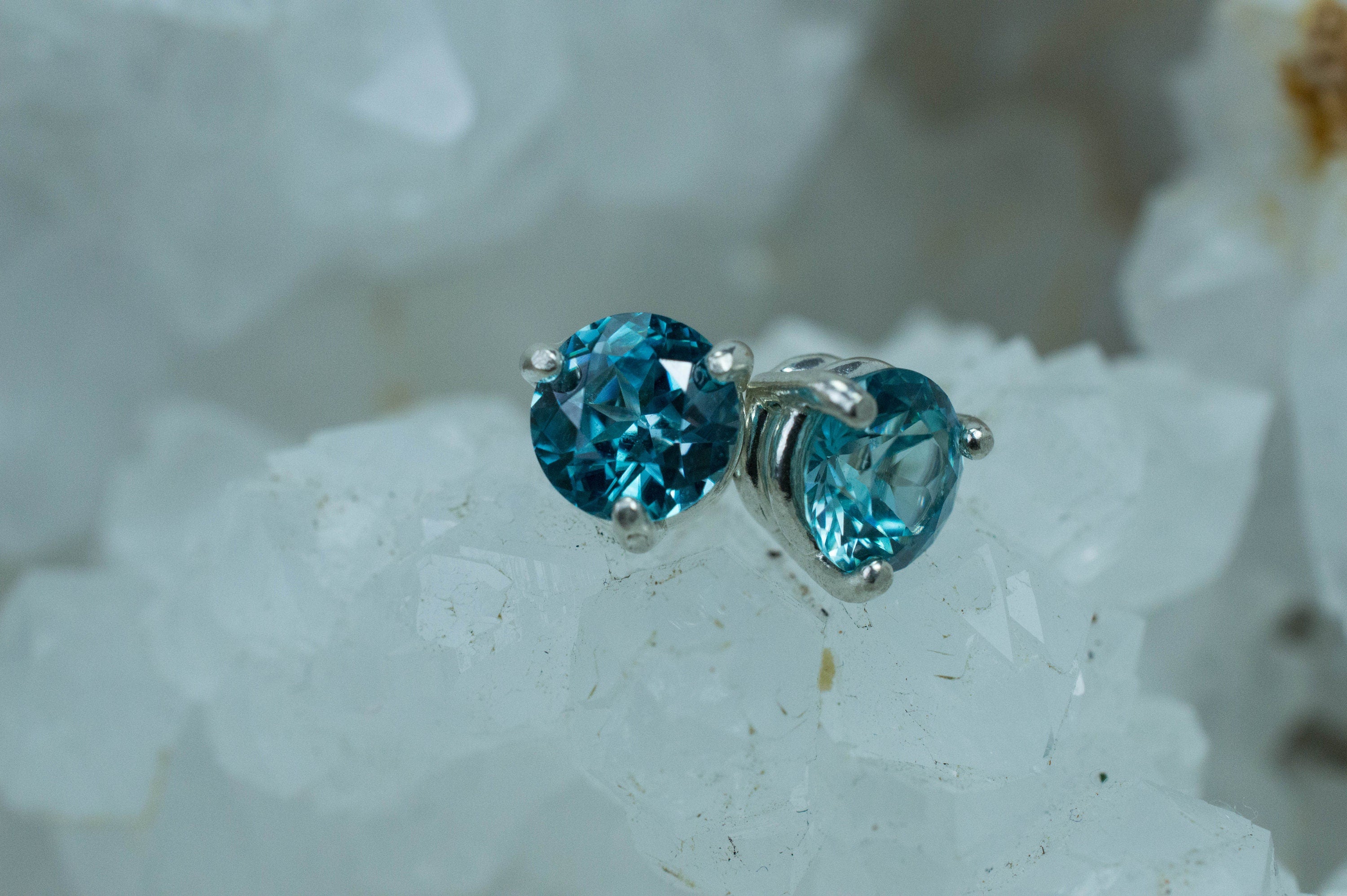 Blue Zircon Earrings; Genuine Cambodia Zircon; 2.310cts