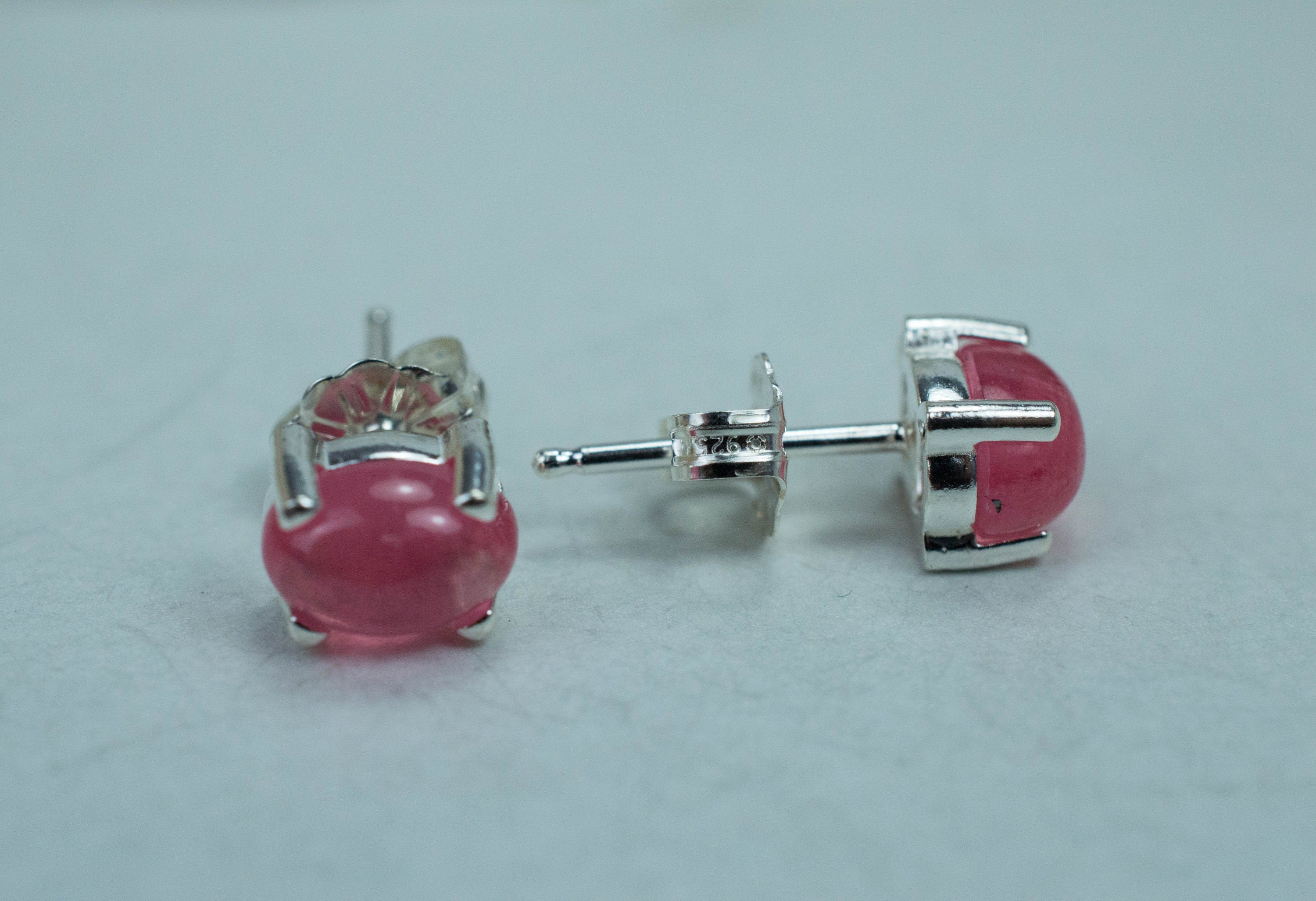 Rhodochrosite Earrings; Natural Untreated USA Sweet Home Rhodochrosite; 2.635cts - Mark Oliver Gems