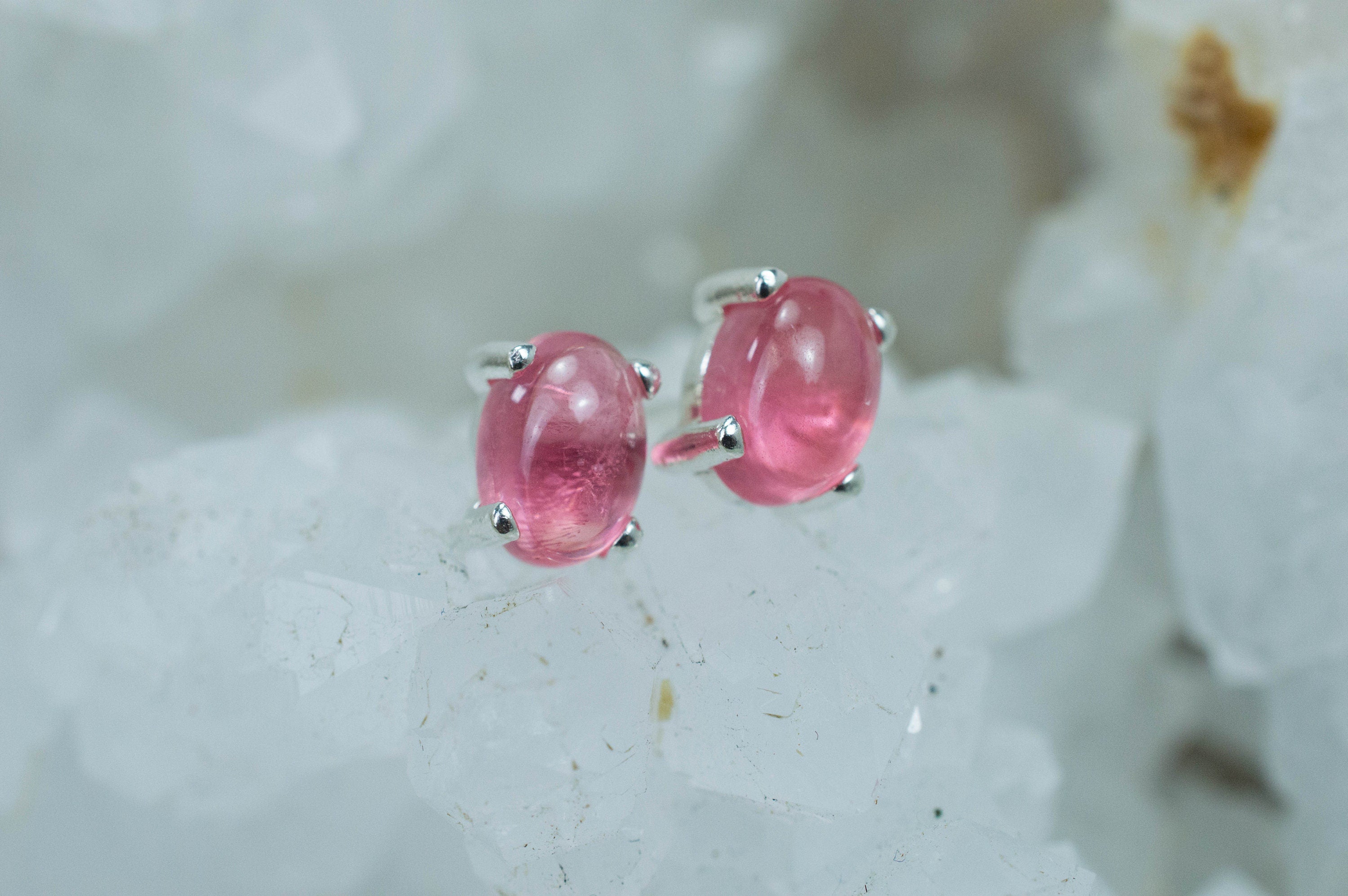 Rhodochrosite Earrings; Natural Untreated USA Sweet Home Rhodochrosite; 2.680cts - Mark Oliver Gems