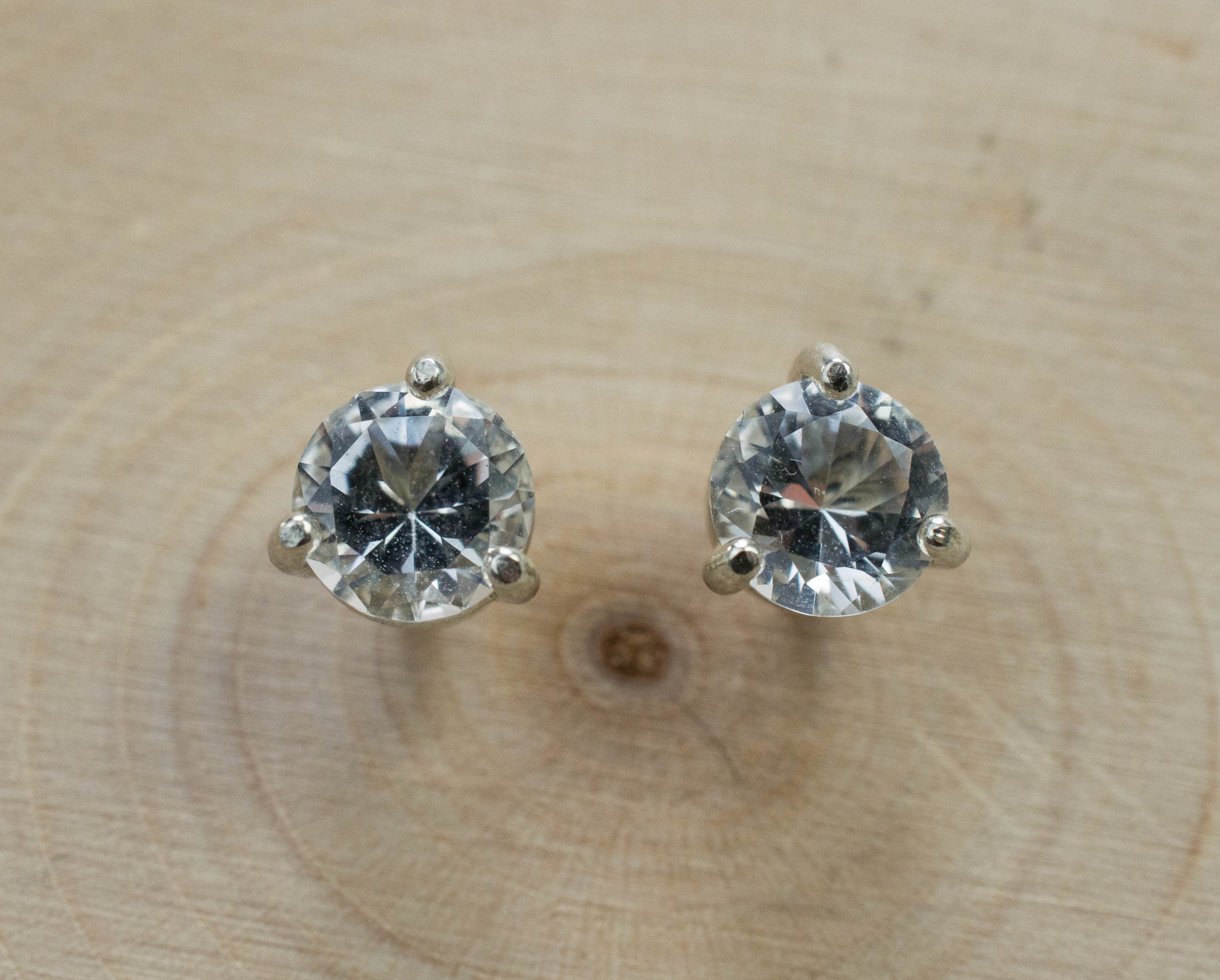 Silver Topaz Earrings; Genuine Untreated Brazil Topaz; 1.760cts